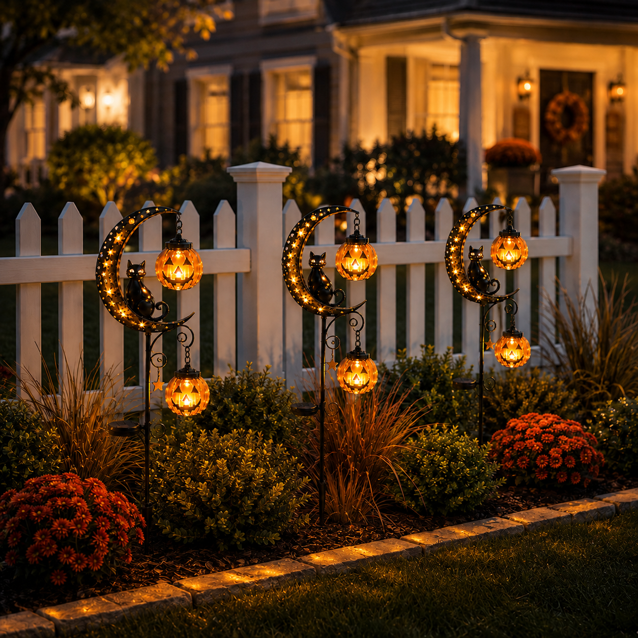 Solar Moon Cat & Pumpkin Light