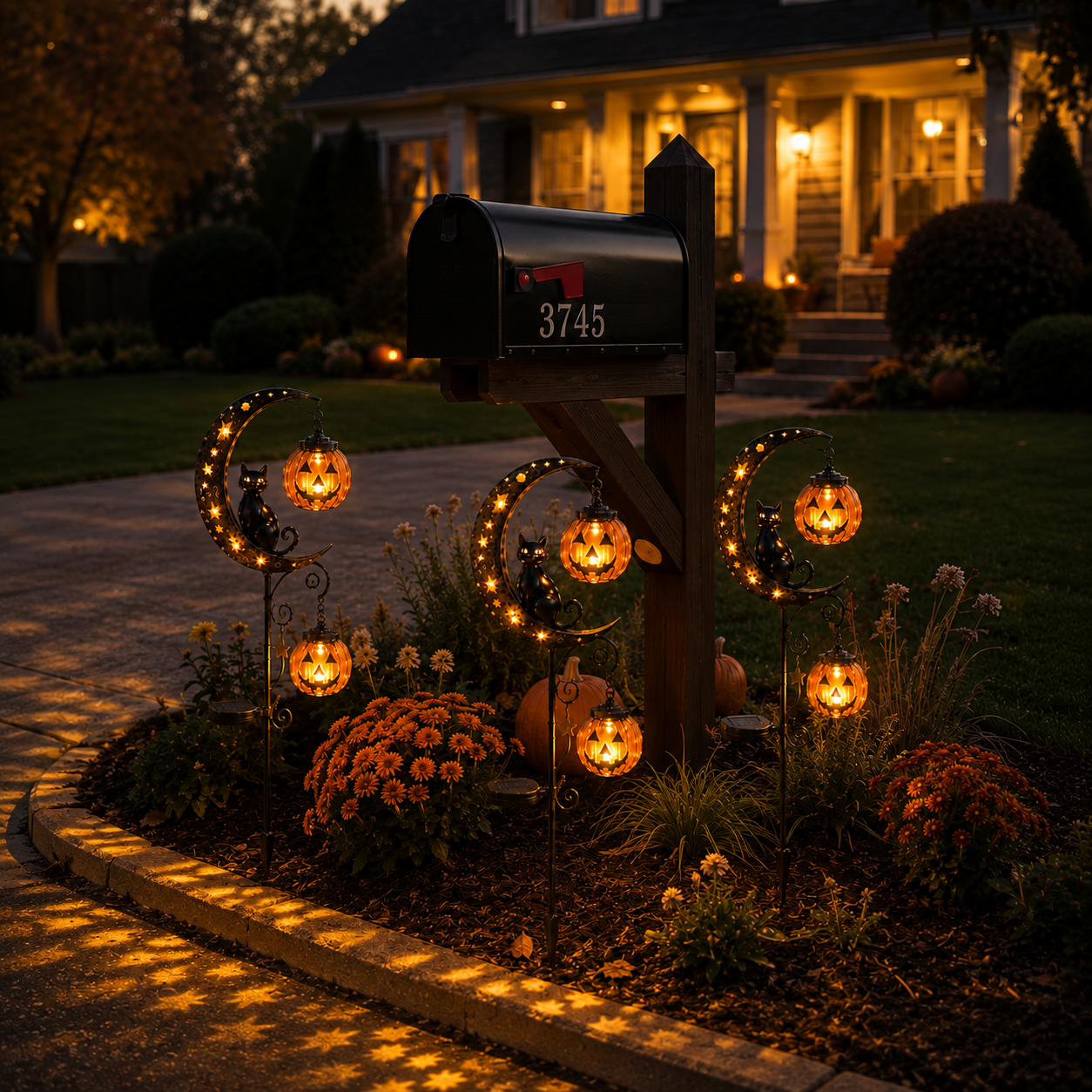 Solar Moon Cat & Pumpkin Light