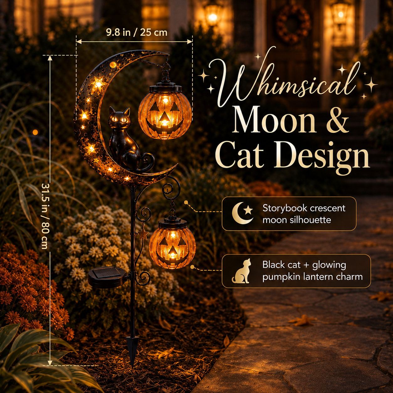 Solar Moon Cat & Pumpkin Light
