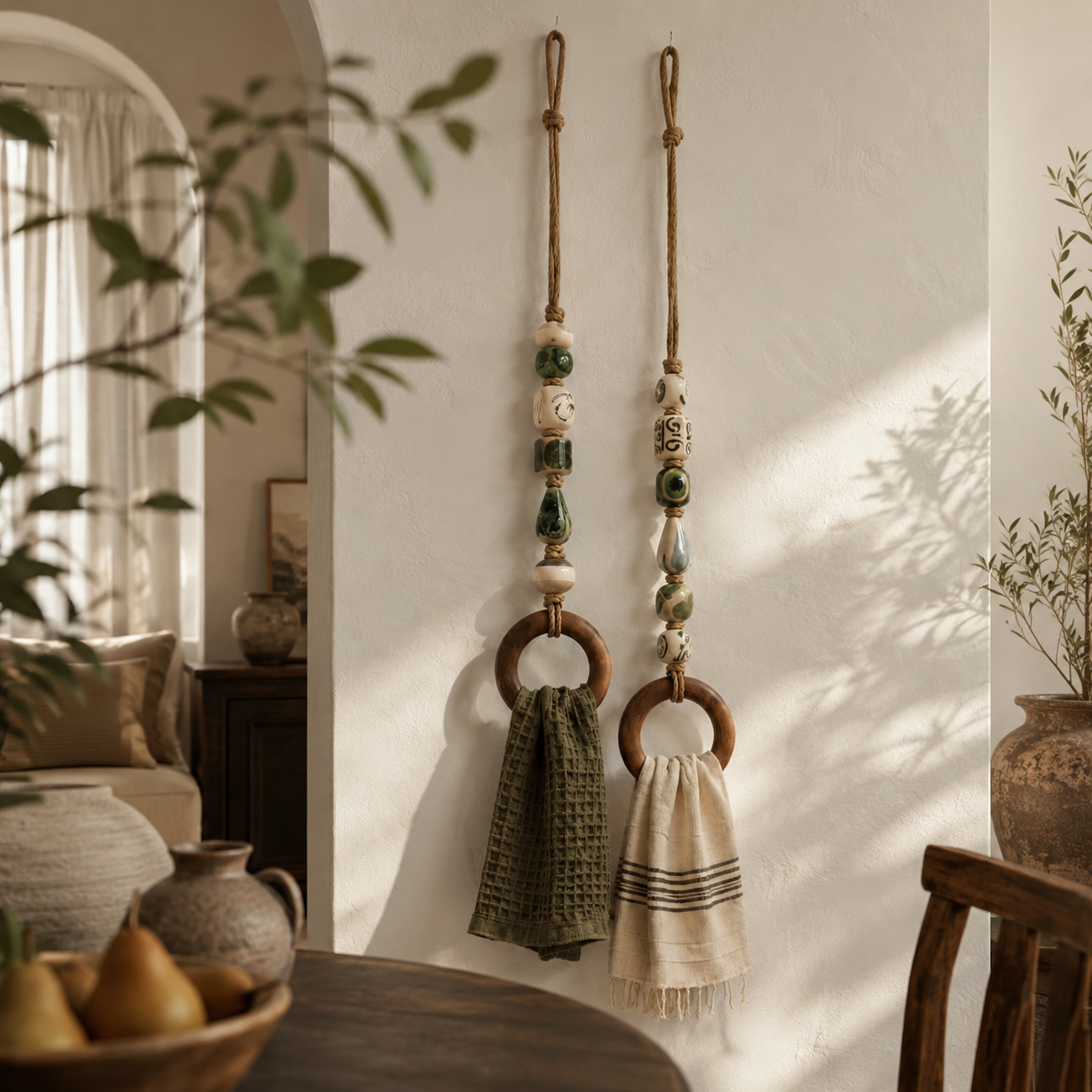  Vintage Ceramic Bead Hanging Towel Ring