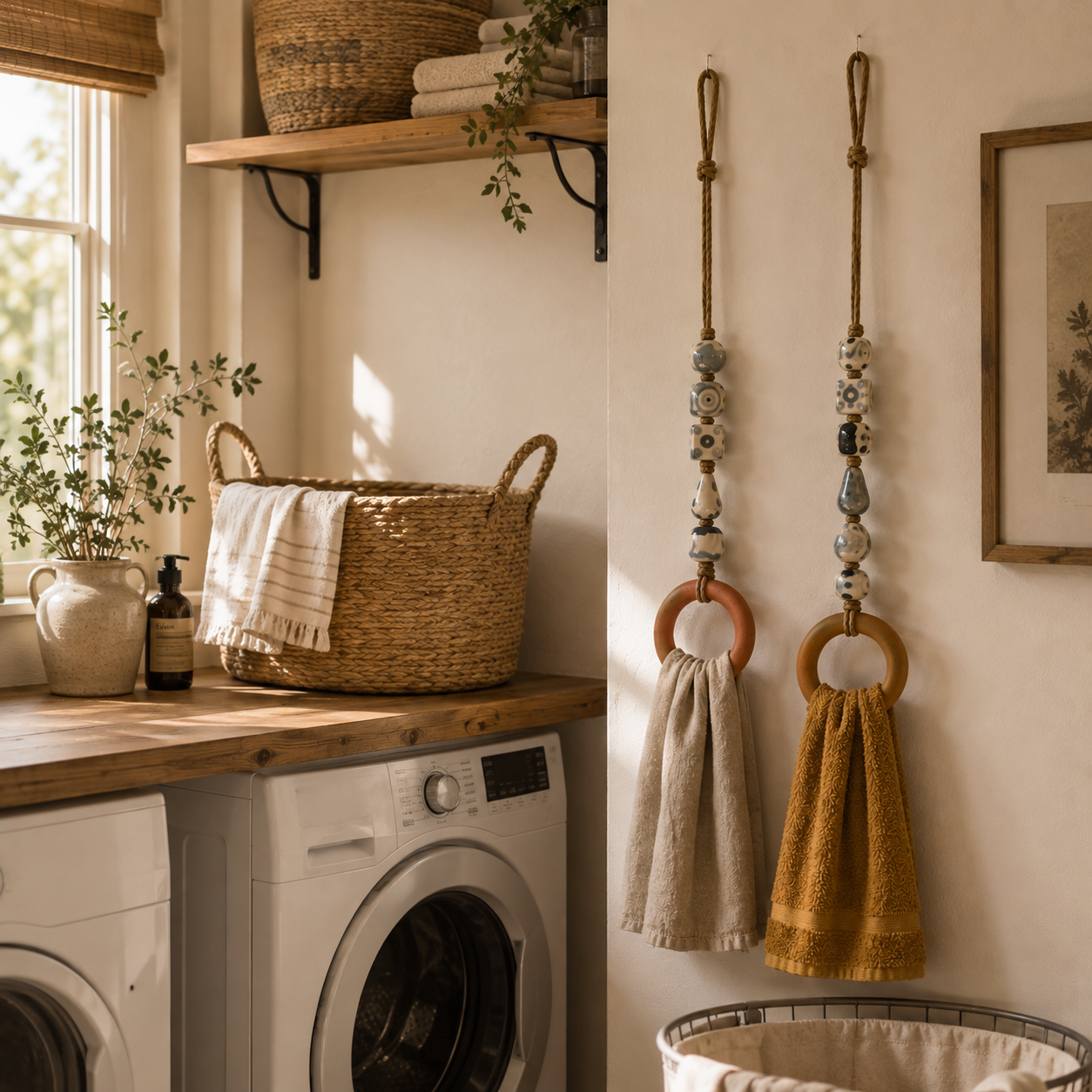  Vintage Ceramic Bead Hanging Towel Ring