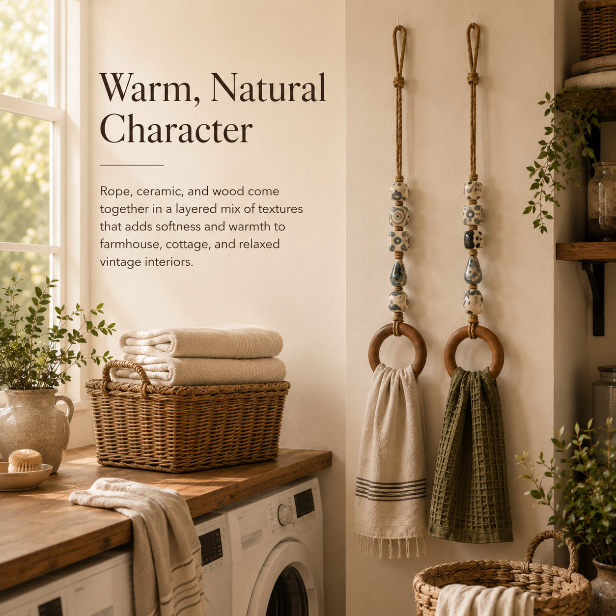  Vintage Ceramic Bead Hanging Towel Ring