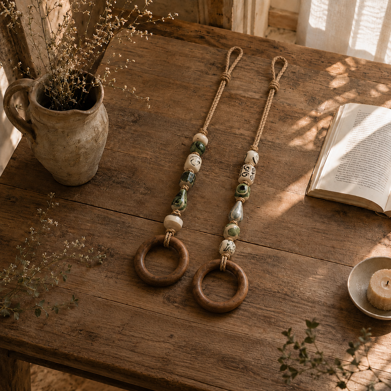  Vintage Ceramic Bead Hanging Towel Ring