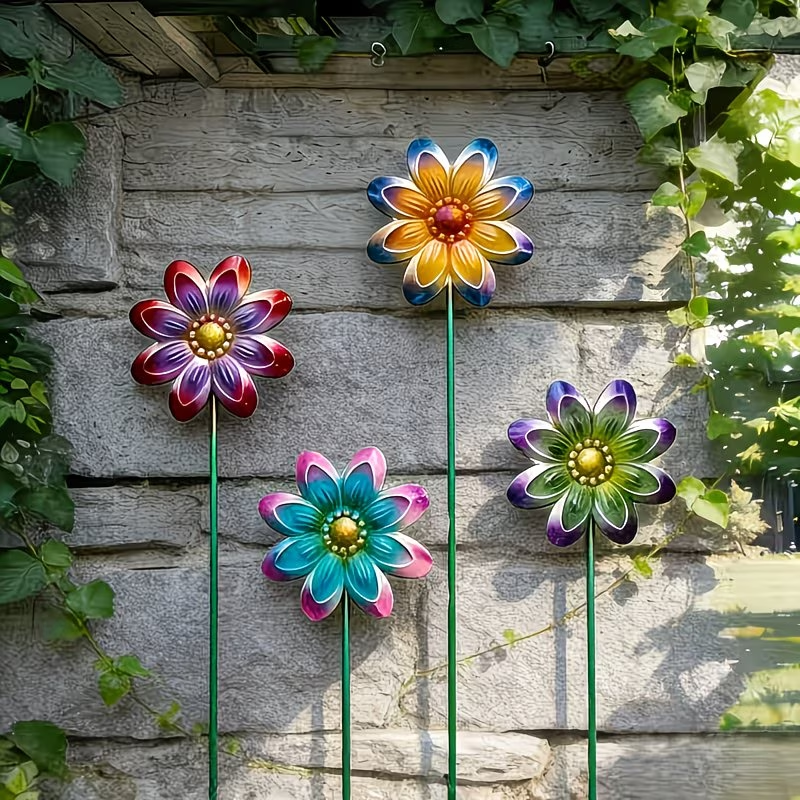 Outdoor Metallic Colorful Flower Floor Insert