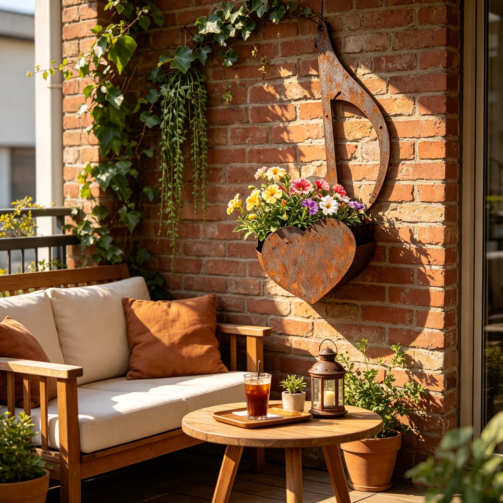 Vintage Metal Heart-Shaped Hanging Flower Box