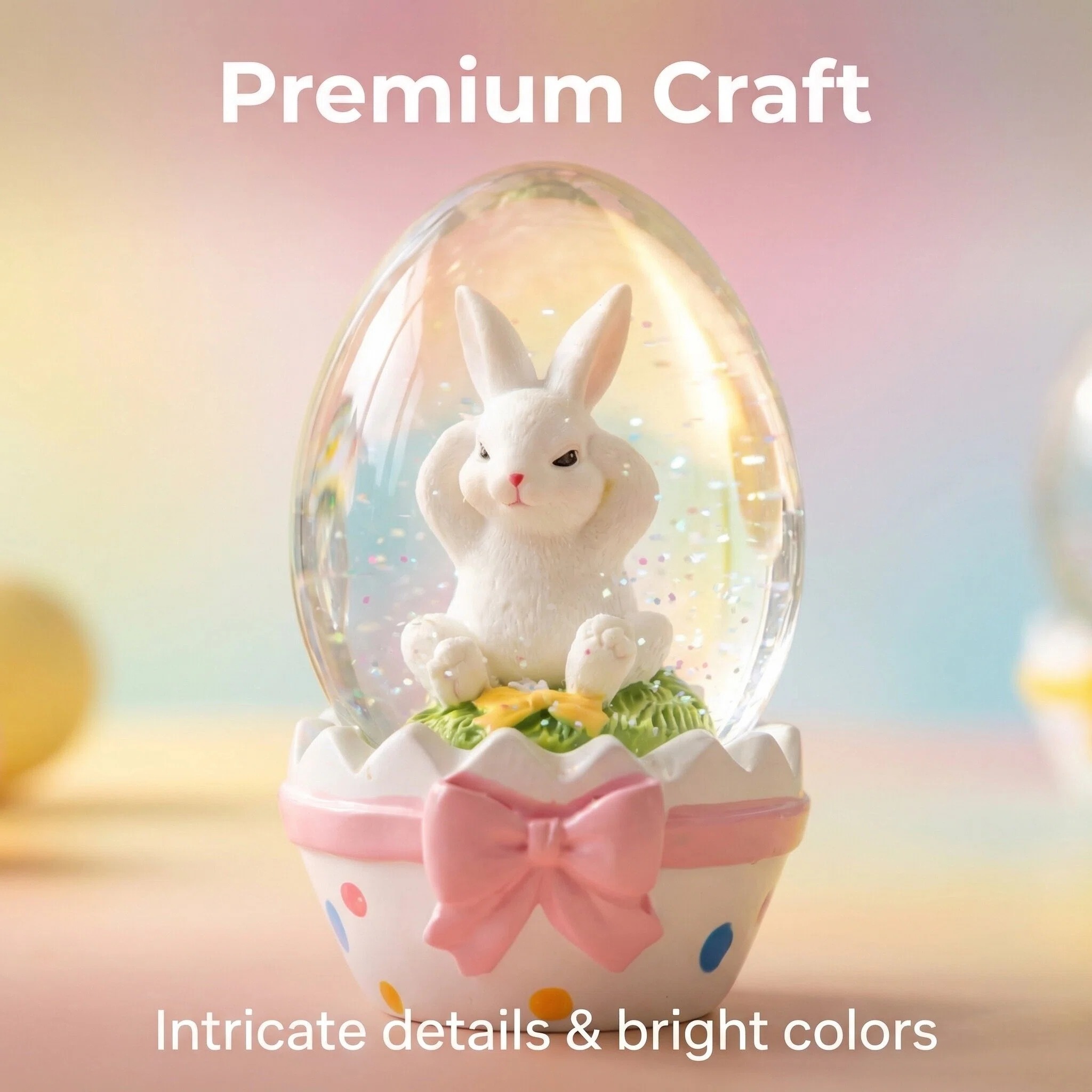 Easter Bunny Egg Glass Snow Globe Decor