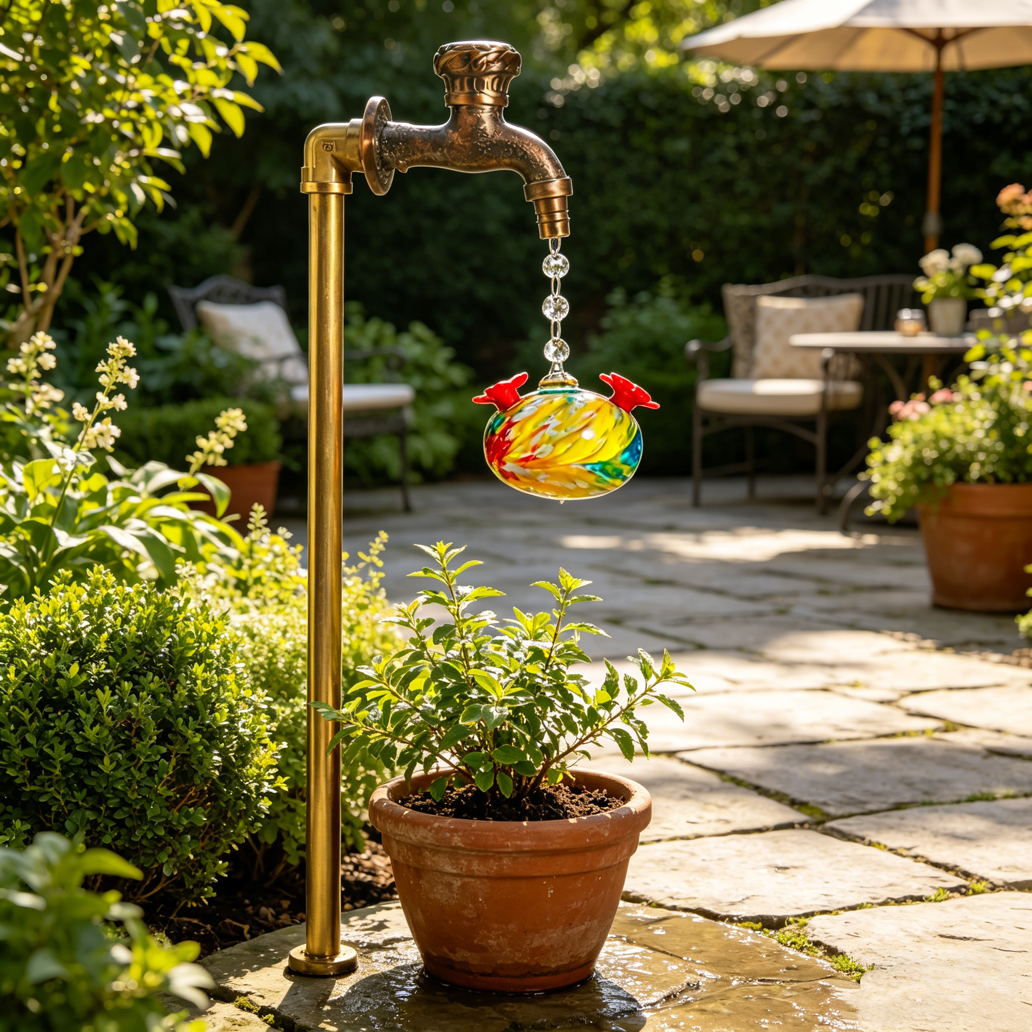 Vintage Faucet Hummingbird Feeder Stake