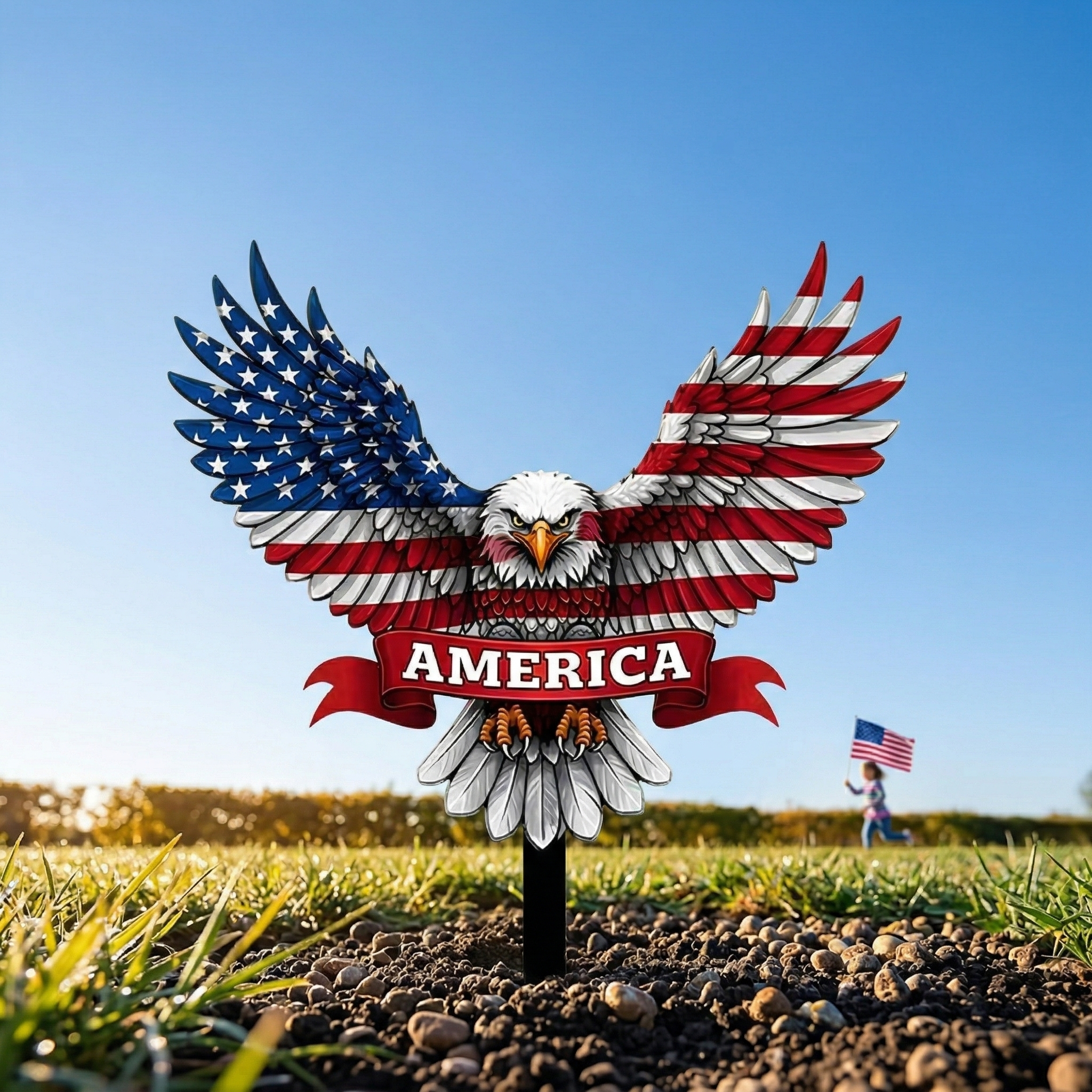 Metal Eagle Garden Stake