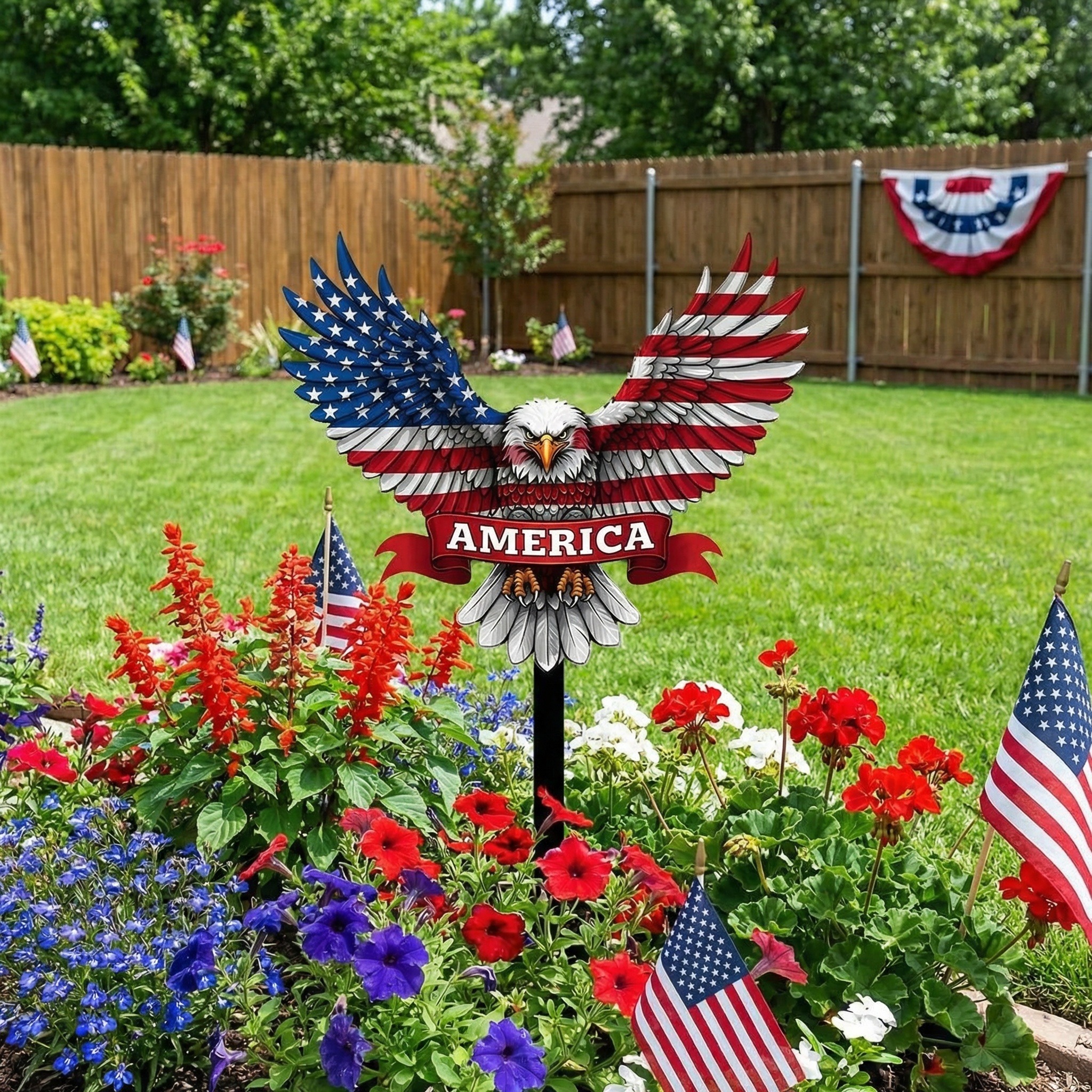 Metal Eagle Garden Stake