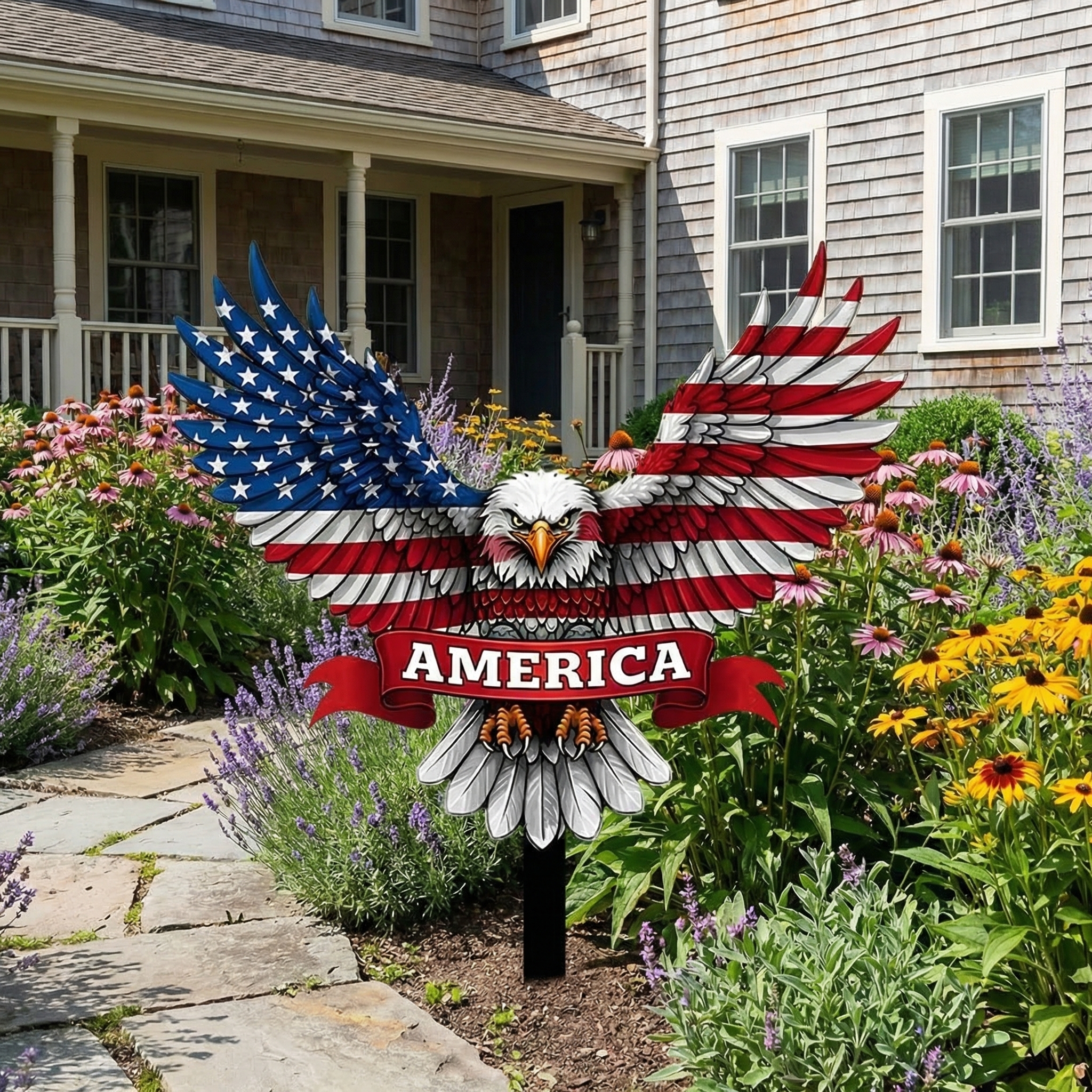 Metal Eagle Garden Stake