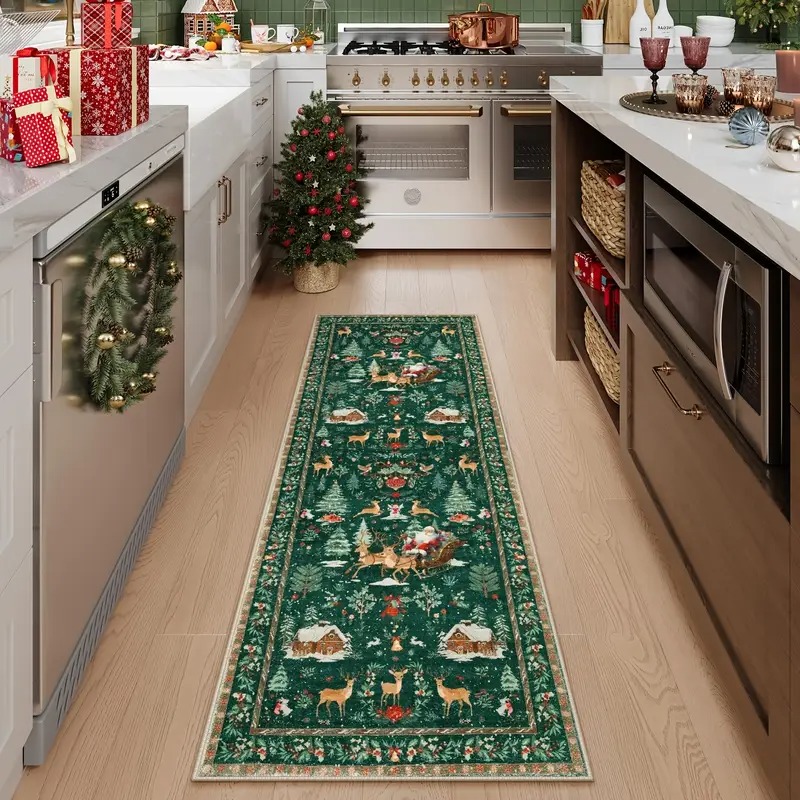 🎄Early Christmas Sale - 50% OFF🔥Christmas Reindeer & Trees Runner Mat (20" x 71")