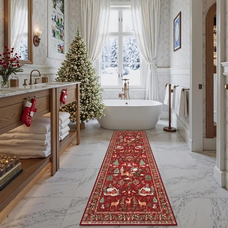 🎄Early Christmas Sale - 50% OFF🔥Christmas Reindeer & Trees Runner Mat (20" x 71")