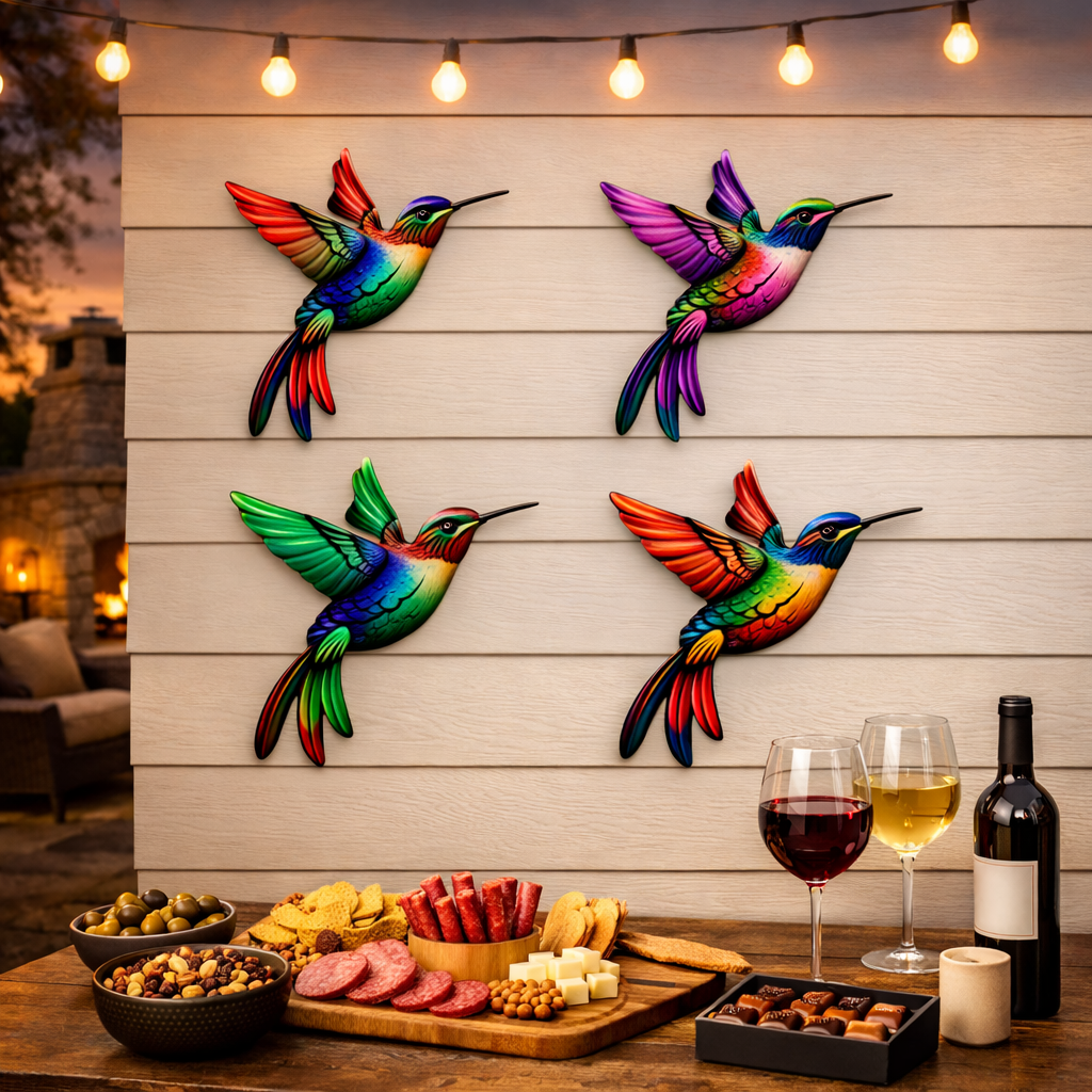 Metal Hummingbird Wall Art Decoration - Suitable For Patio Railings And Interior Decoration