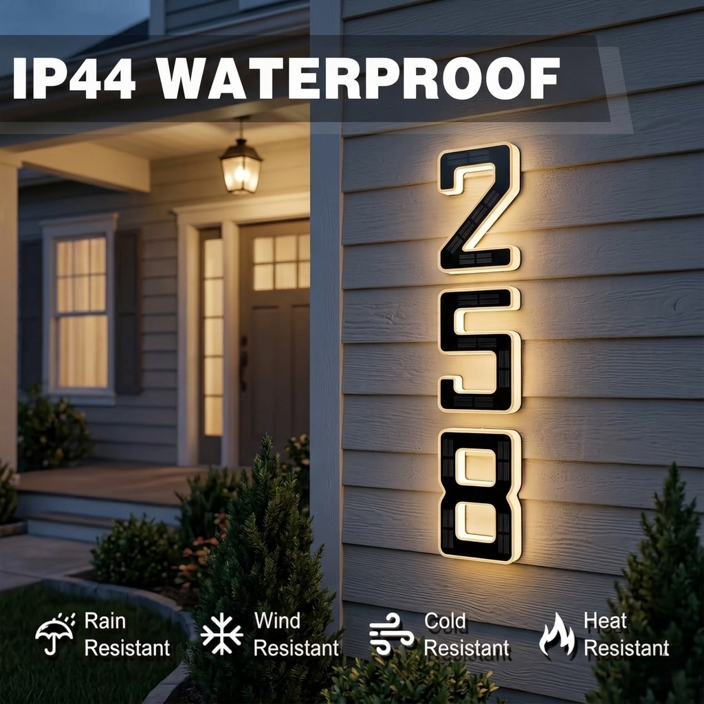 Modern Solar LED Illuminated House Number