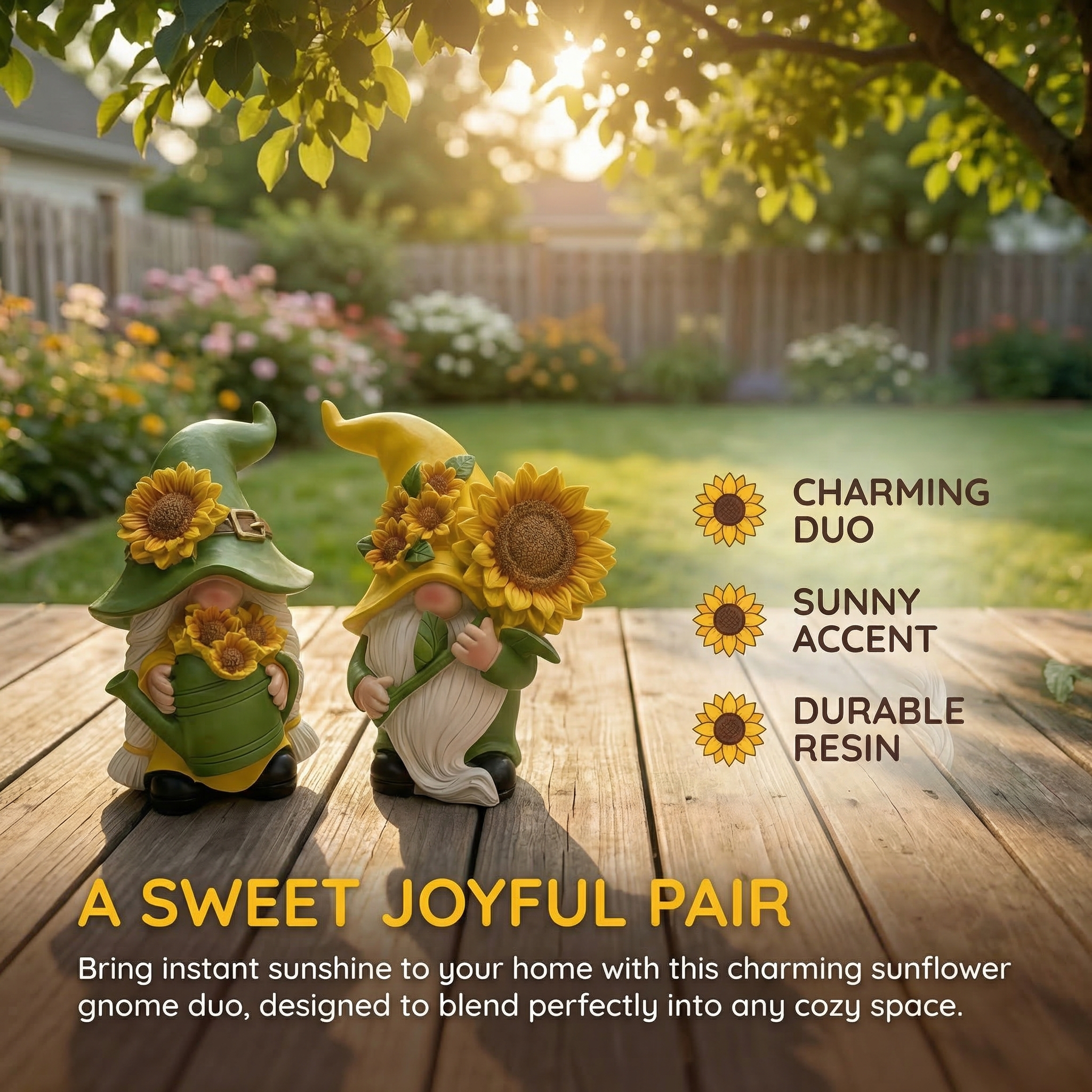 Sunflower Garden Gnome Figurines