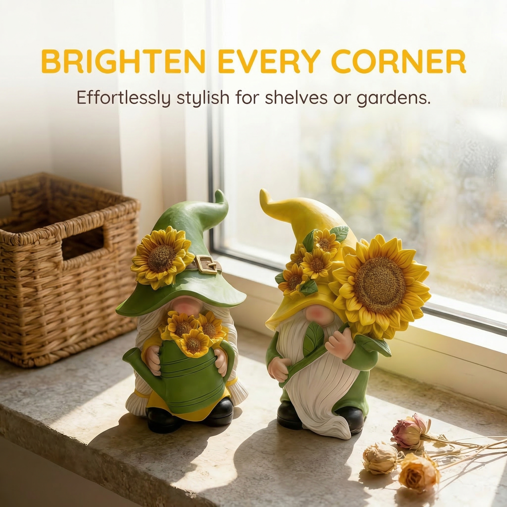 Sunflower Garden Gnome Figurines