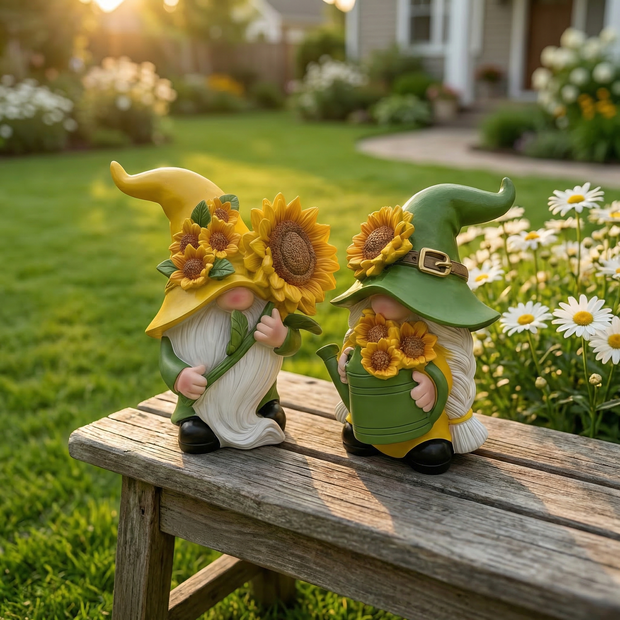 Sunflower Garden Gnome Figurines