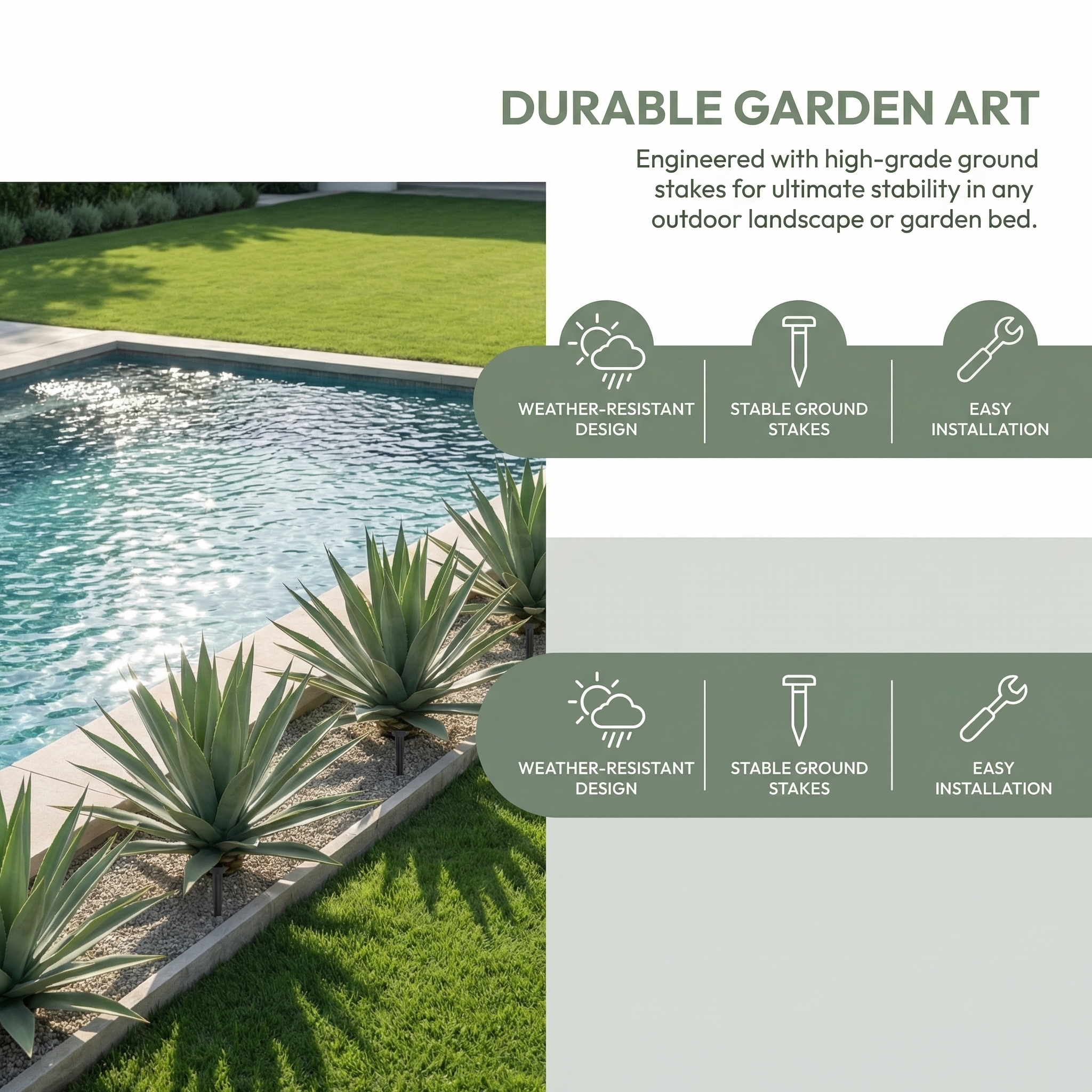 Artificial Agave Garden Accent Plant with Ground Stake