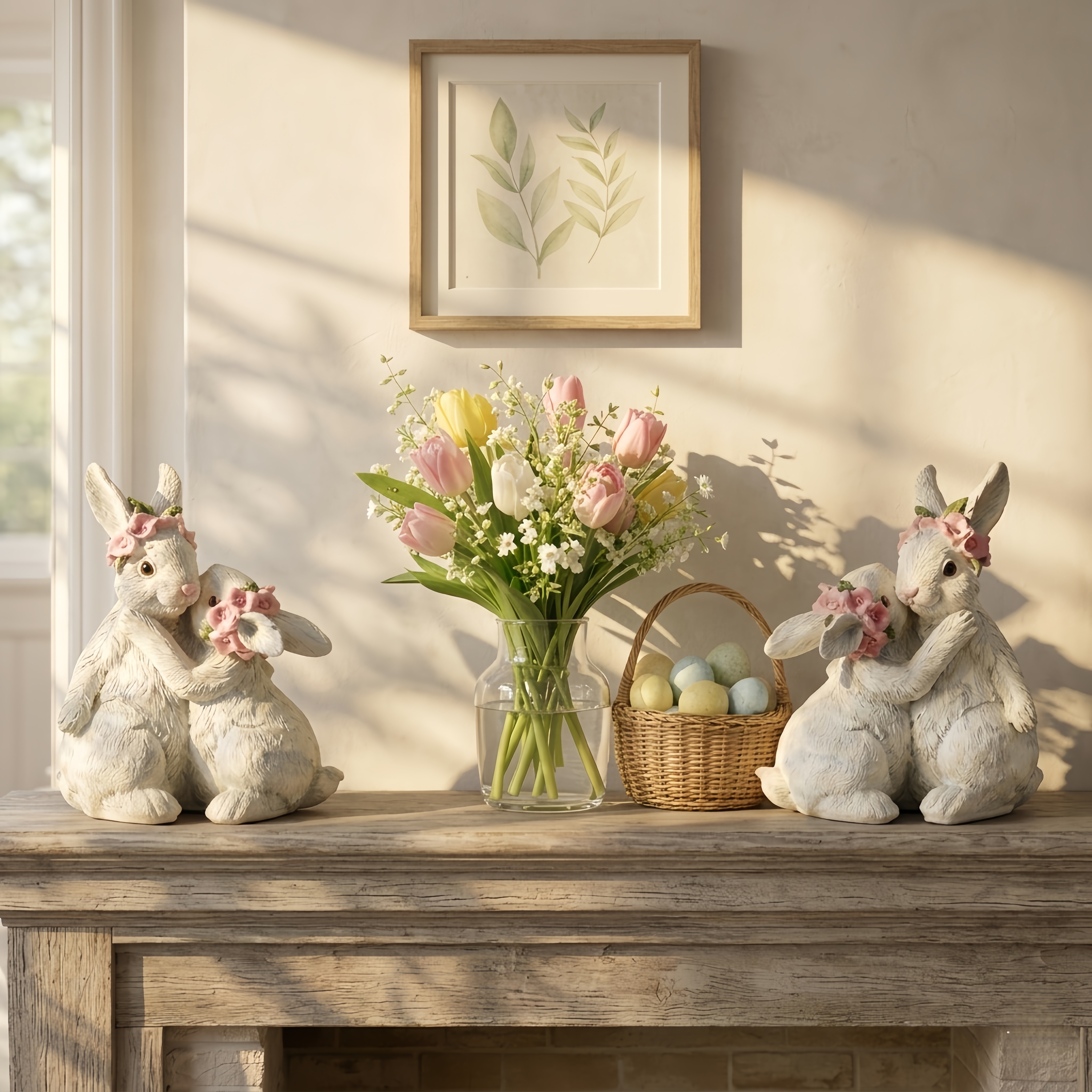 Hugging Bunny Spring Figurines