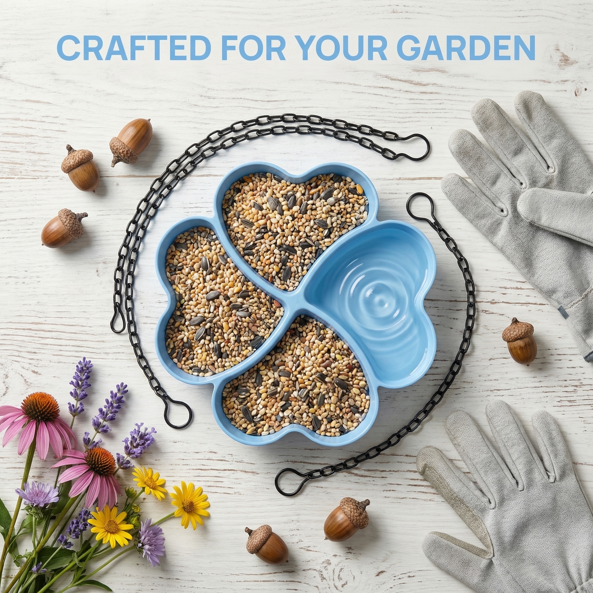 All-in-One Hanging Bird Feeder Tray