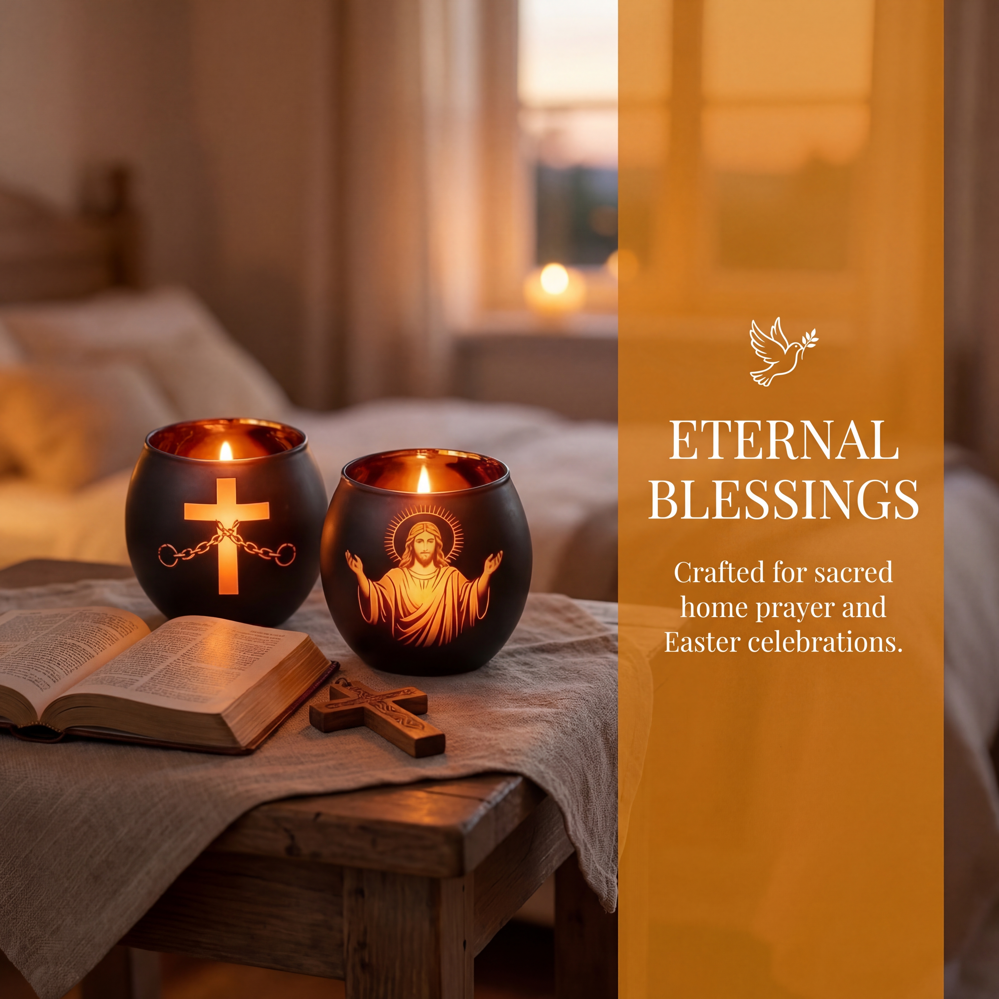 Faith & Light Christian Cross Candle Holder