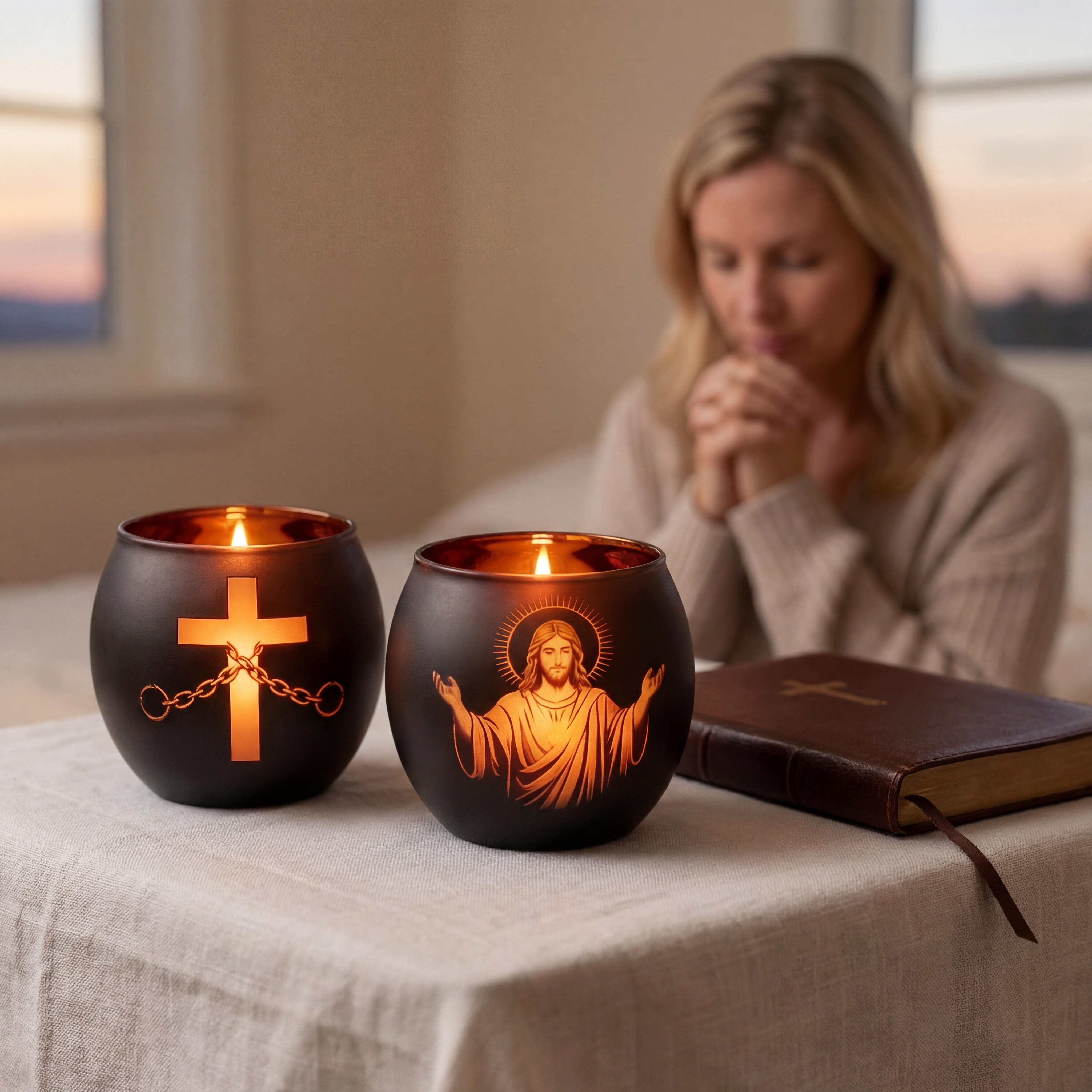 Faith & Light Christian Cross Candle Holder