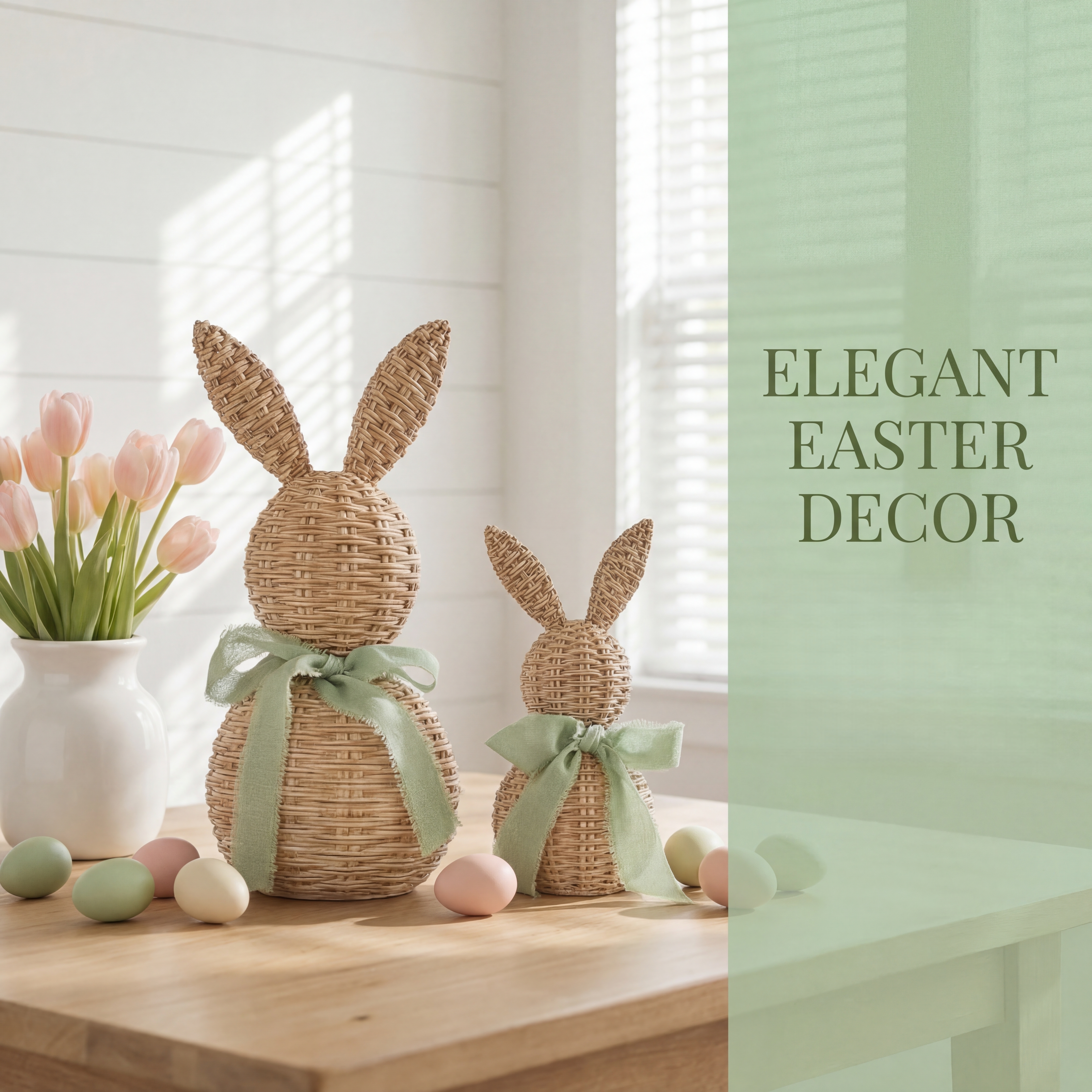 Easter Bunny Decor Set – Farmhouse Spring Tabletop Accent