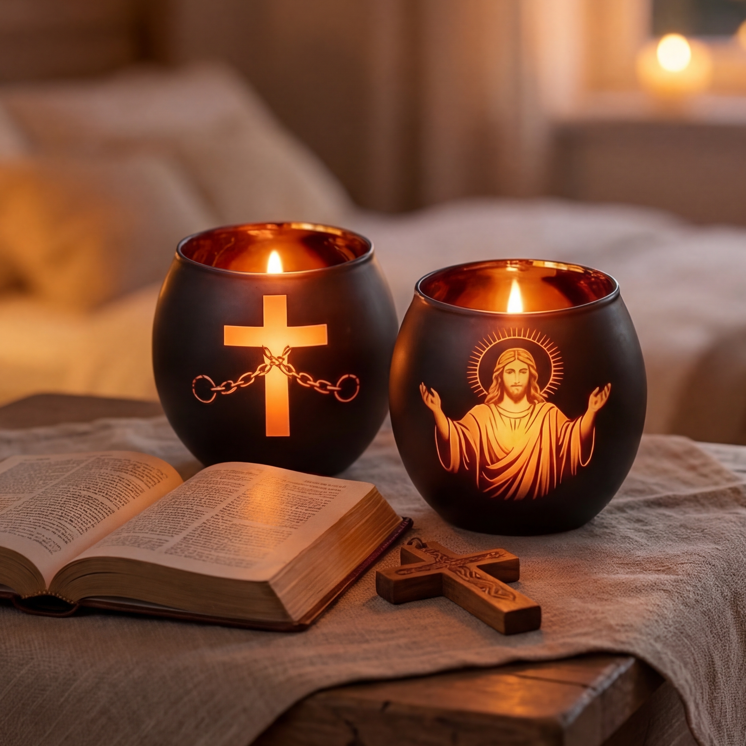 Faith & Light Christian Cross Candle Holder