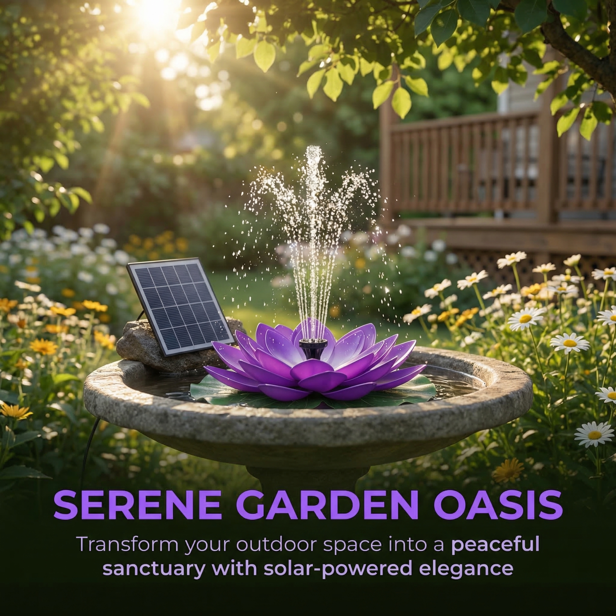 Solar Lotus Bird Bath Fountain