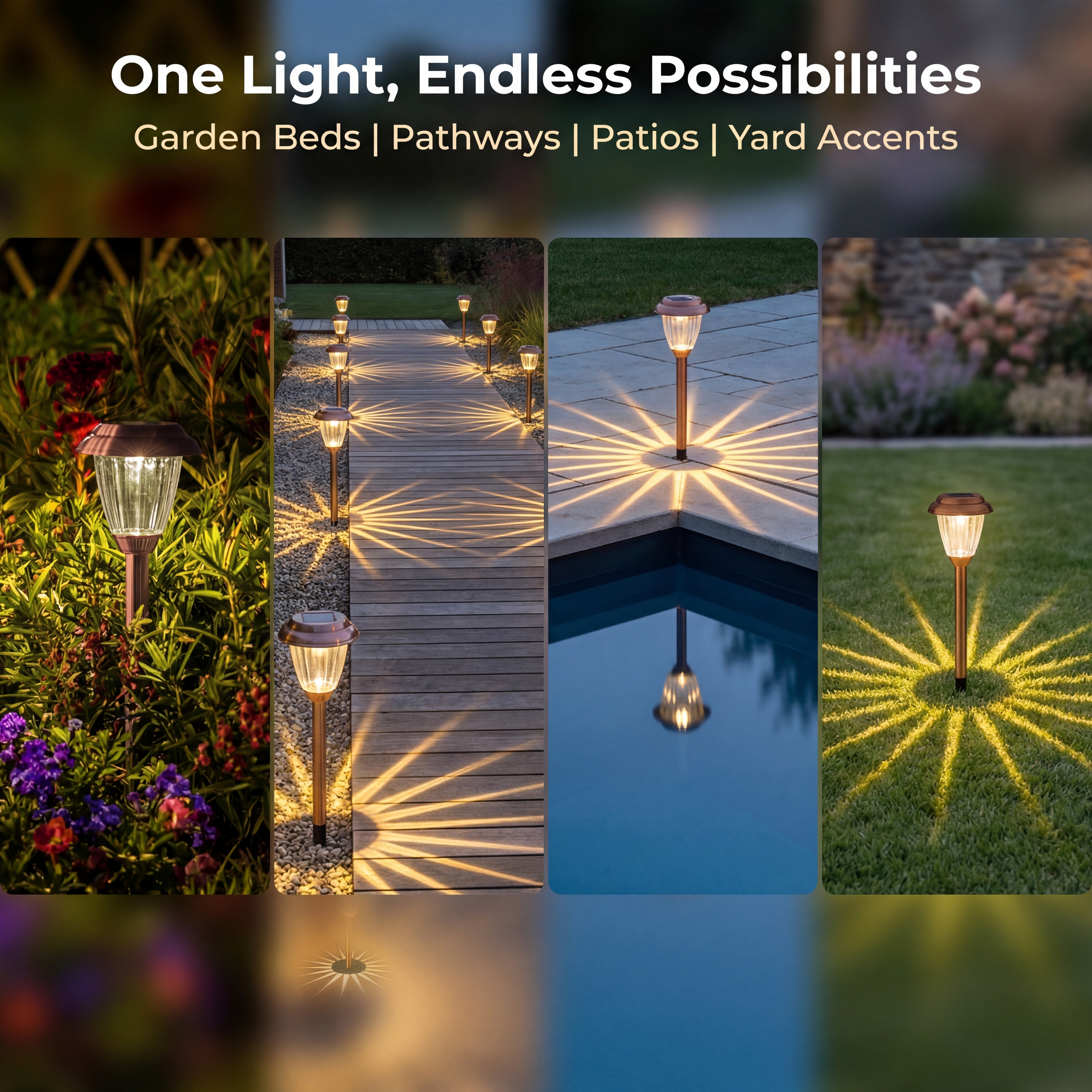 Solar Pathway Lights with Warm Sun Star Glow