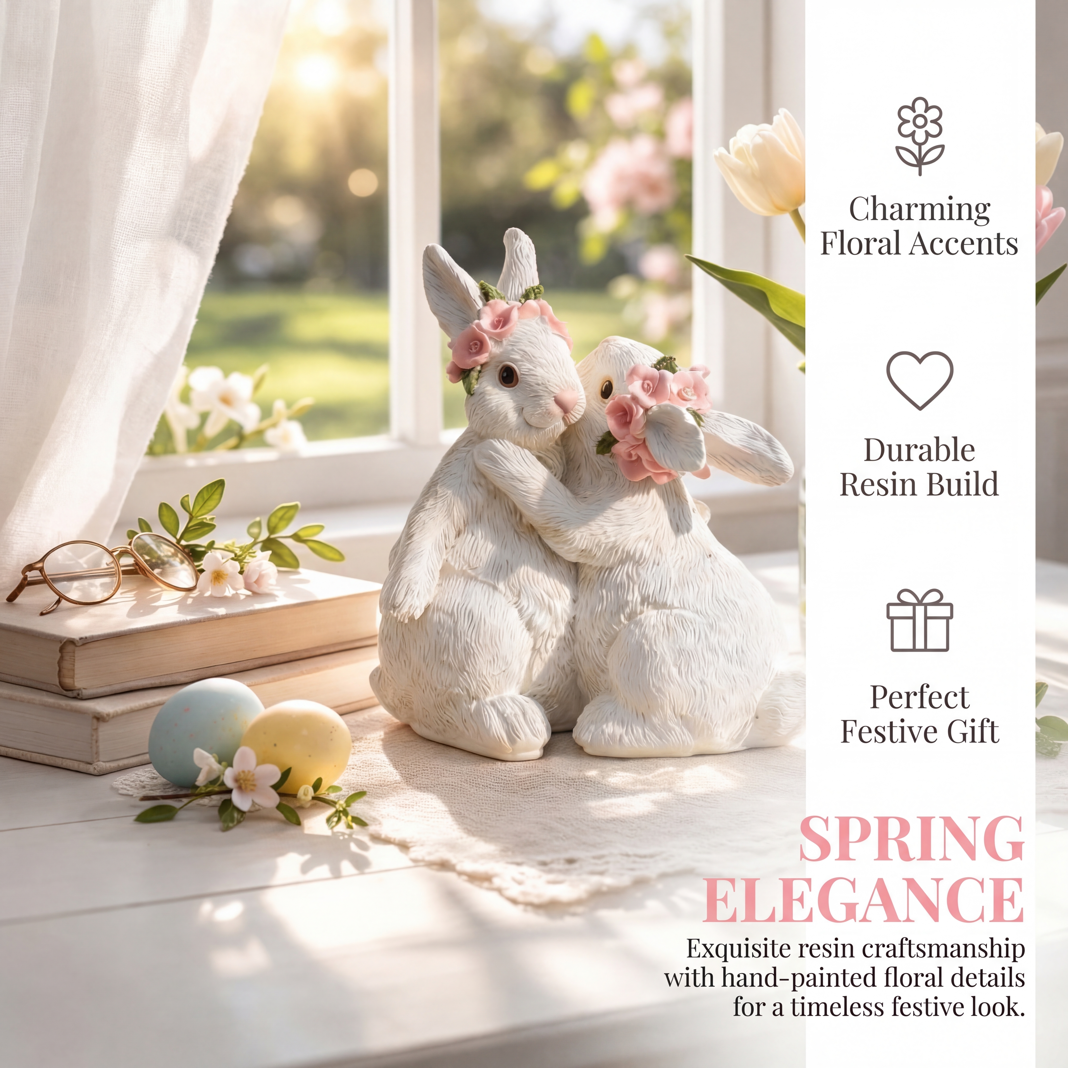 Hugging Bunny Spring Figurines