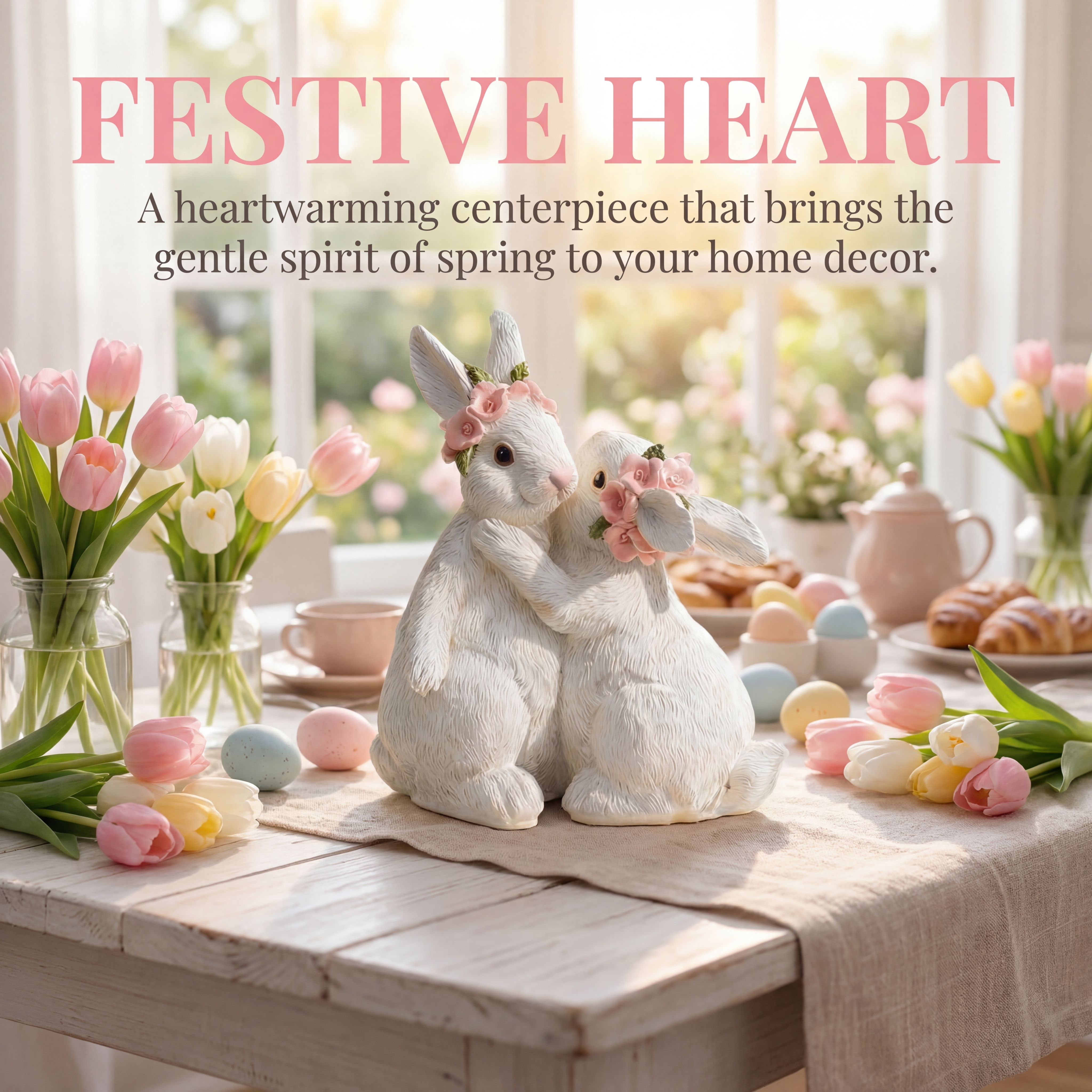 Hugging Bunny Spring Figurines