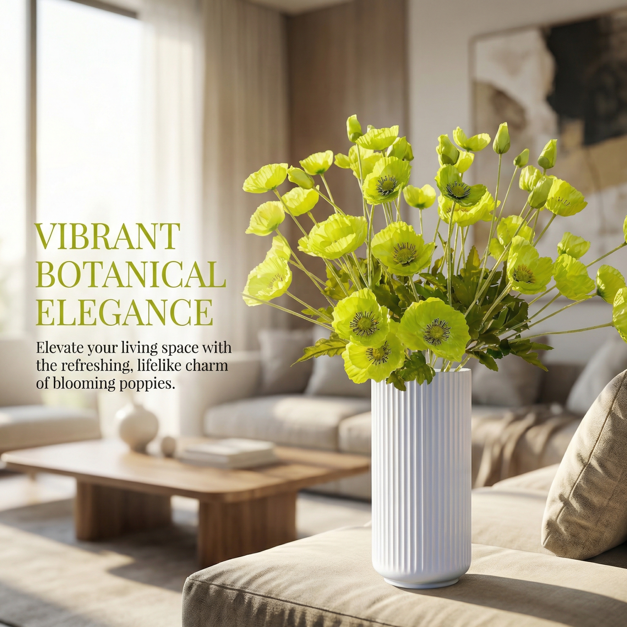 Lifelike Poppy Floral Arrangement – 5 Stems