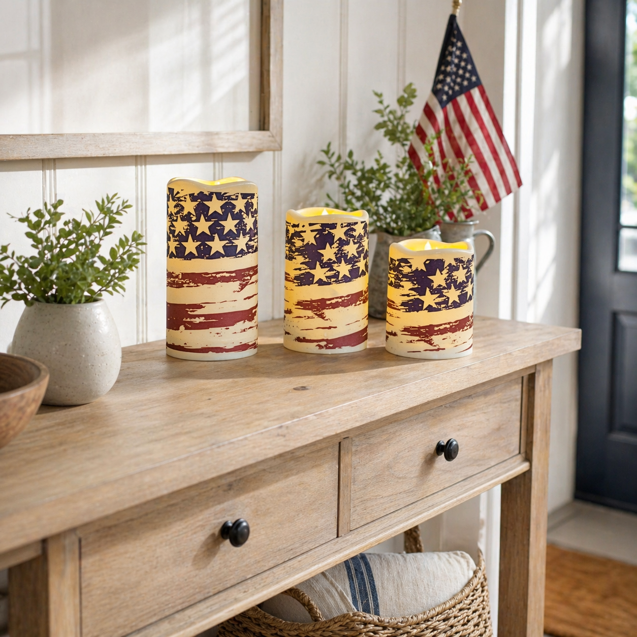 3pcs + 1 Remote Control - Flameless Independence Day Candles