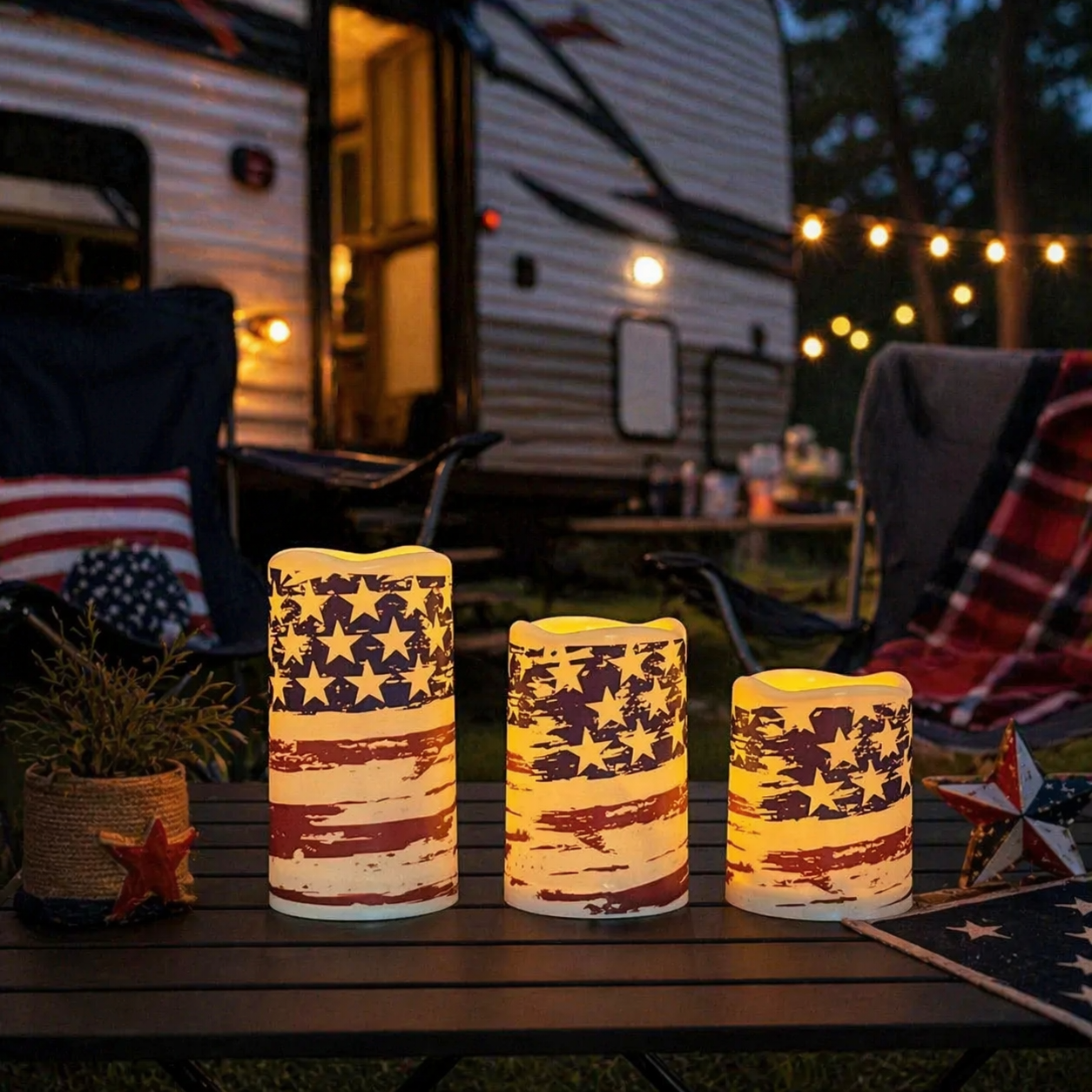 3pcs + 1 Remote Control - Flameless Independence Day Candles