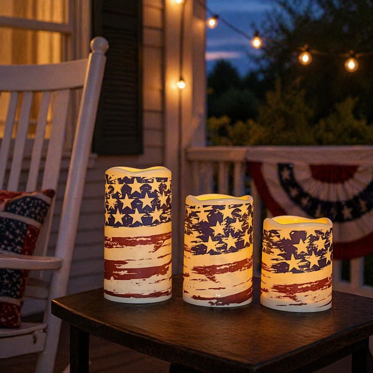3pcs + 1 Remote Control - Flameless Independence Day Candles