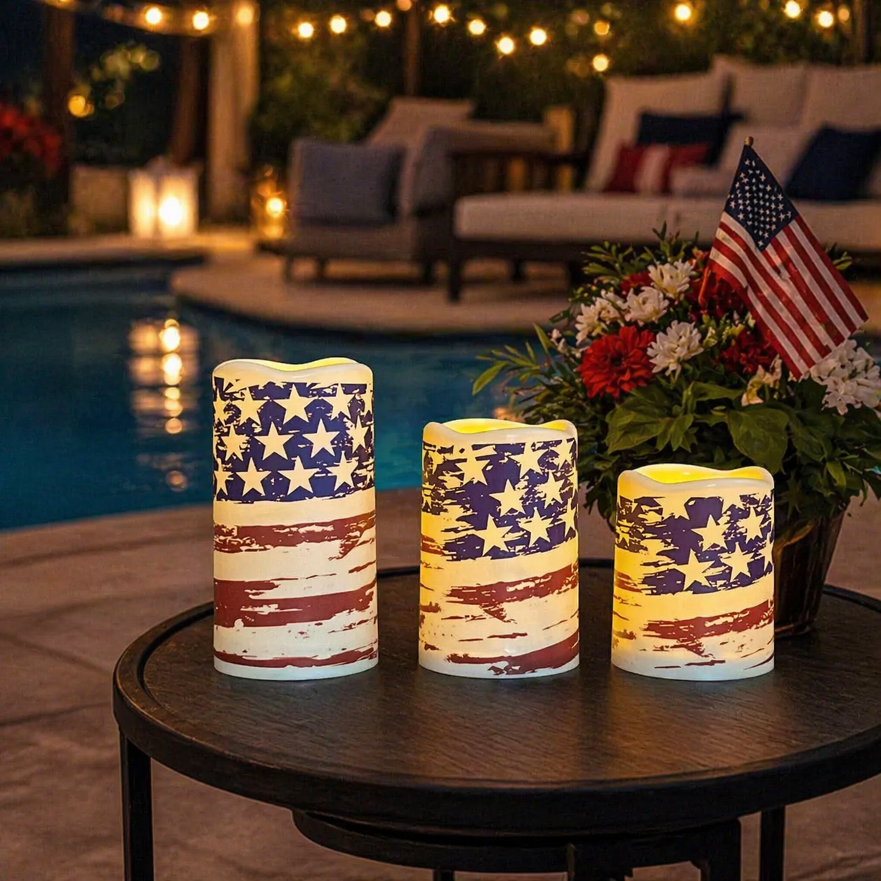 3pcs + 1 Remote Control - Flameless Independence Day Candles