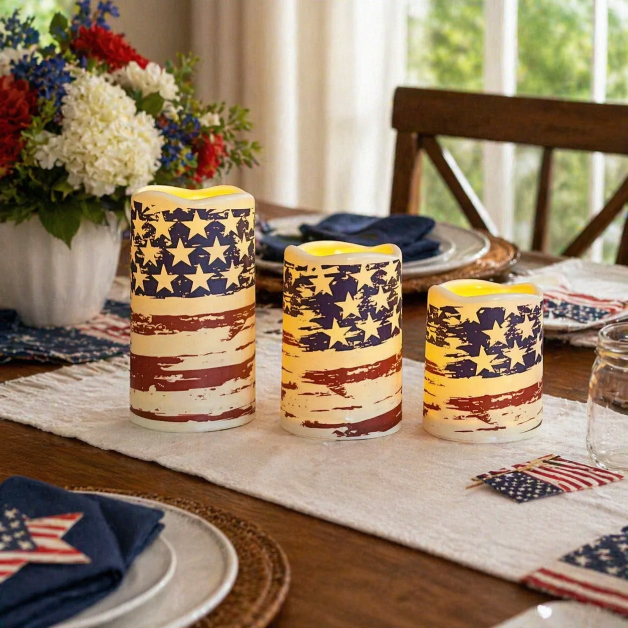 3pcs + 1 Remote Control - Flameless Independence Day Candles