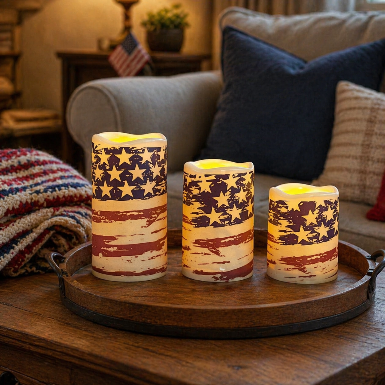 3pcs + 1 Remote Control - Flameless Independence Day Candles