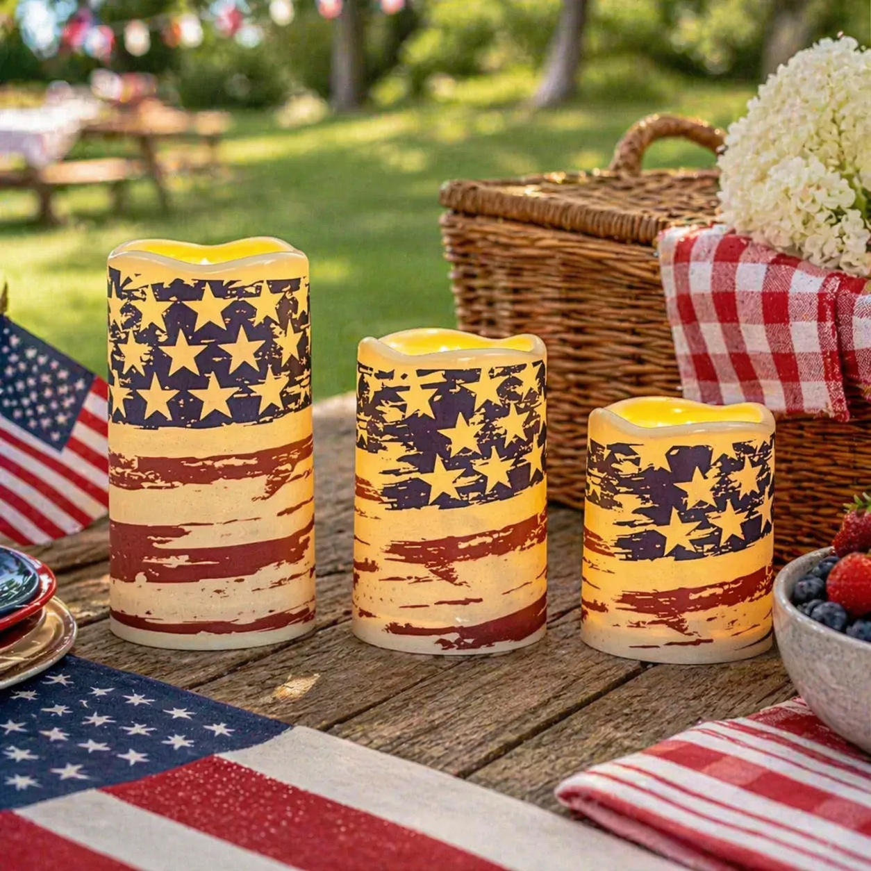 3pcs + 1 Remote Control - Flameless Independence Day Candles