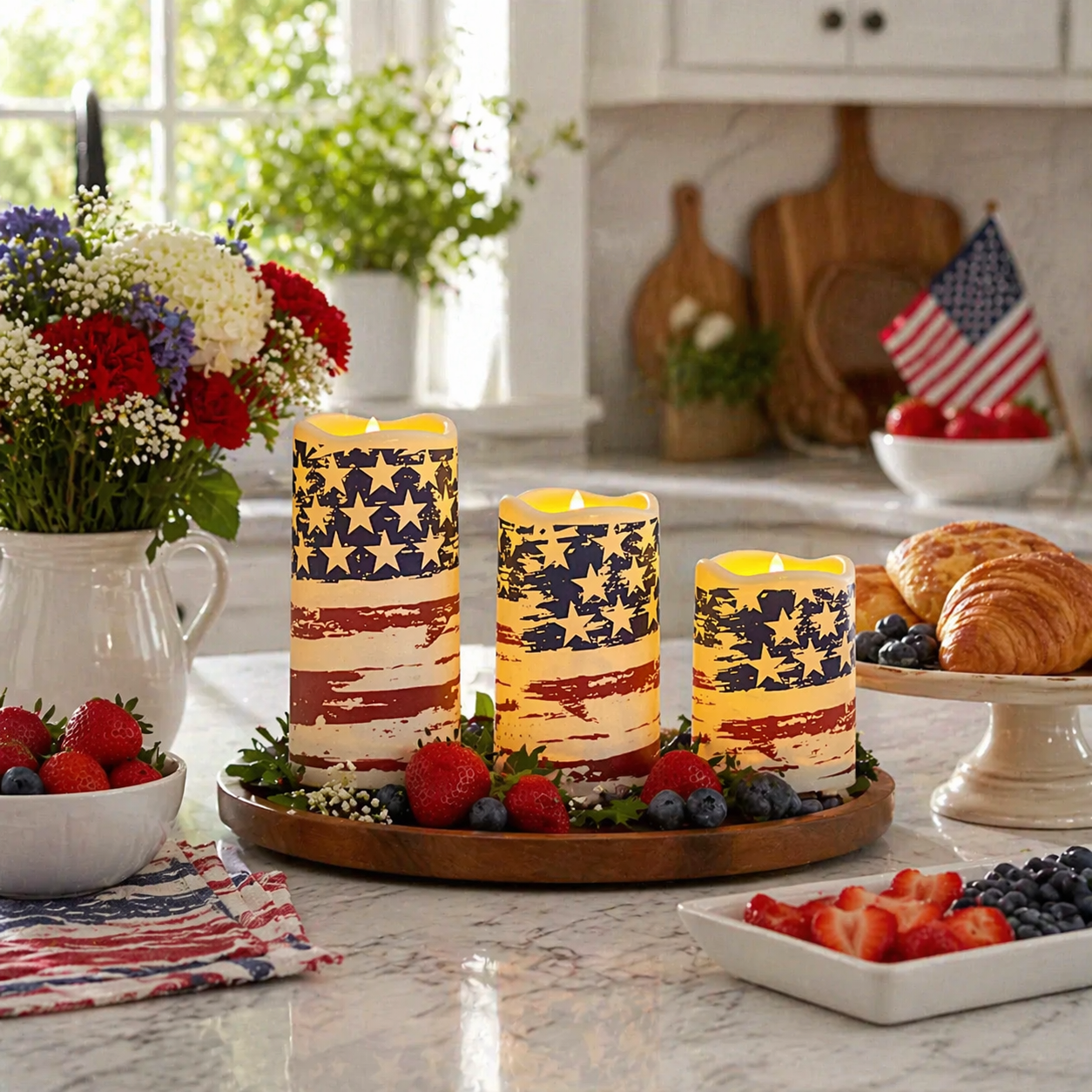3pcs + 1 Remote Control - Flameless Independence Day Candles