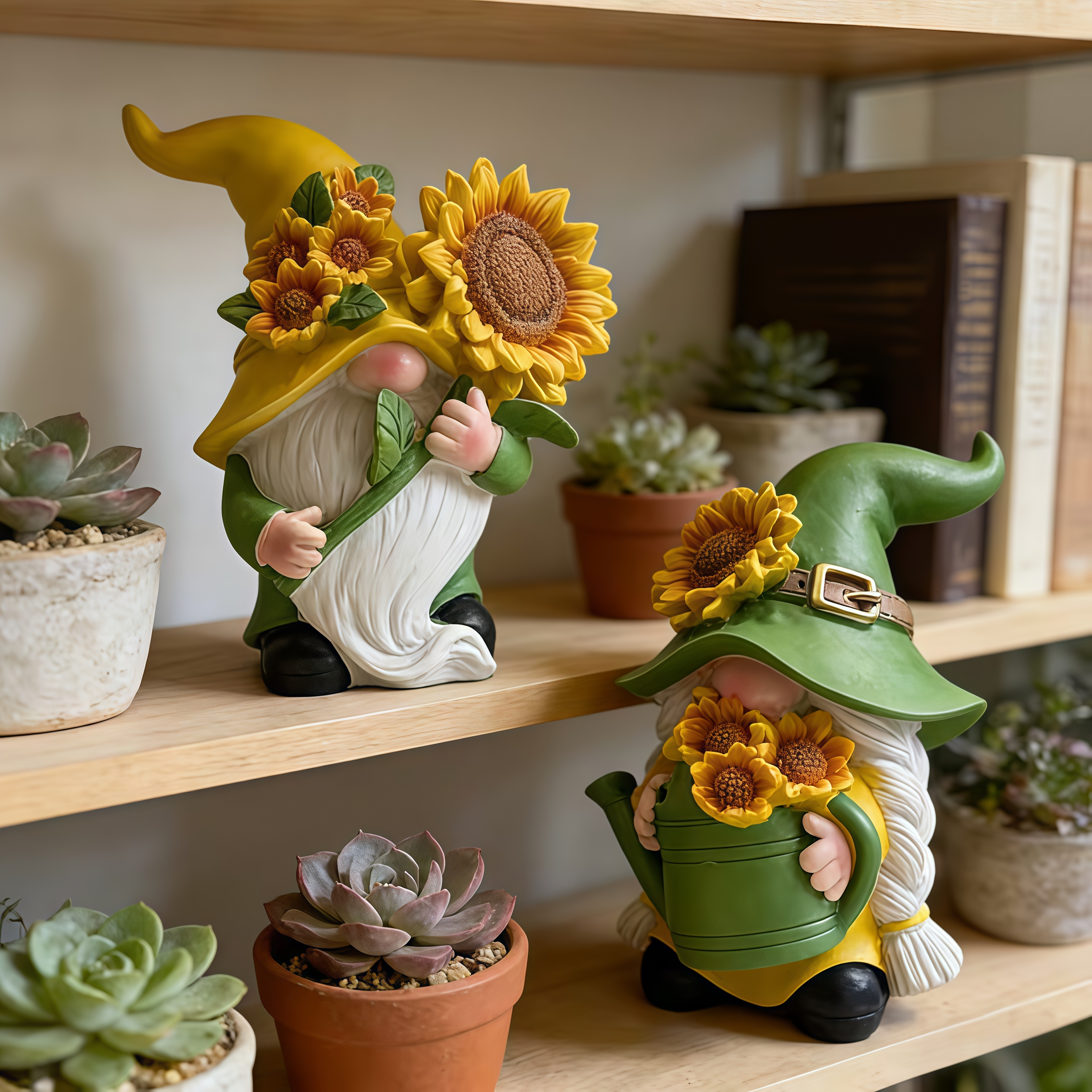 Sunflower Garden Gnome Figurines