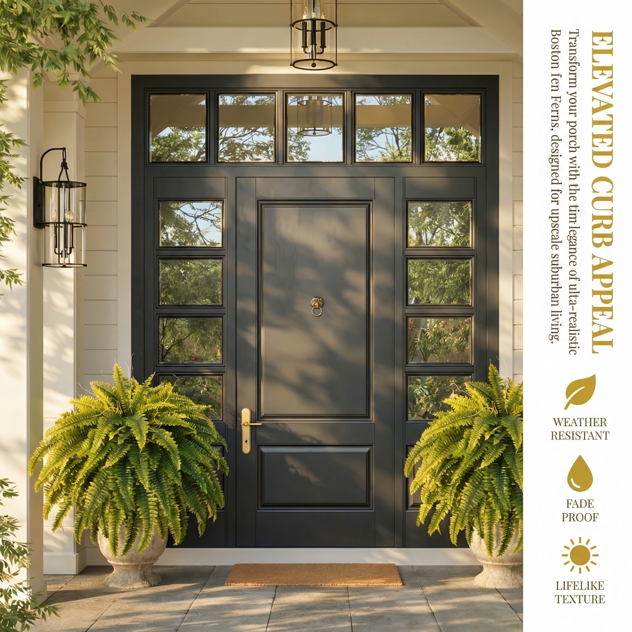 Classic Boston Fern Porch Planter – Lush Green Entryway Decor