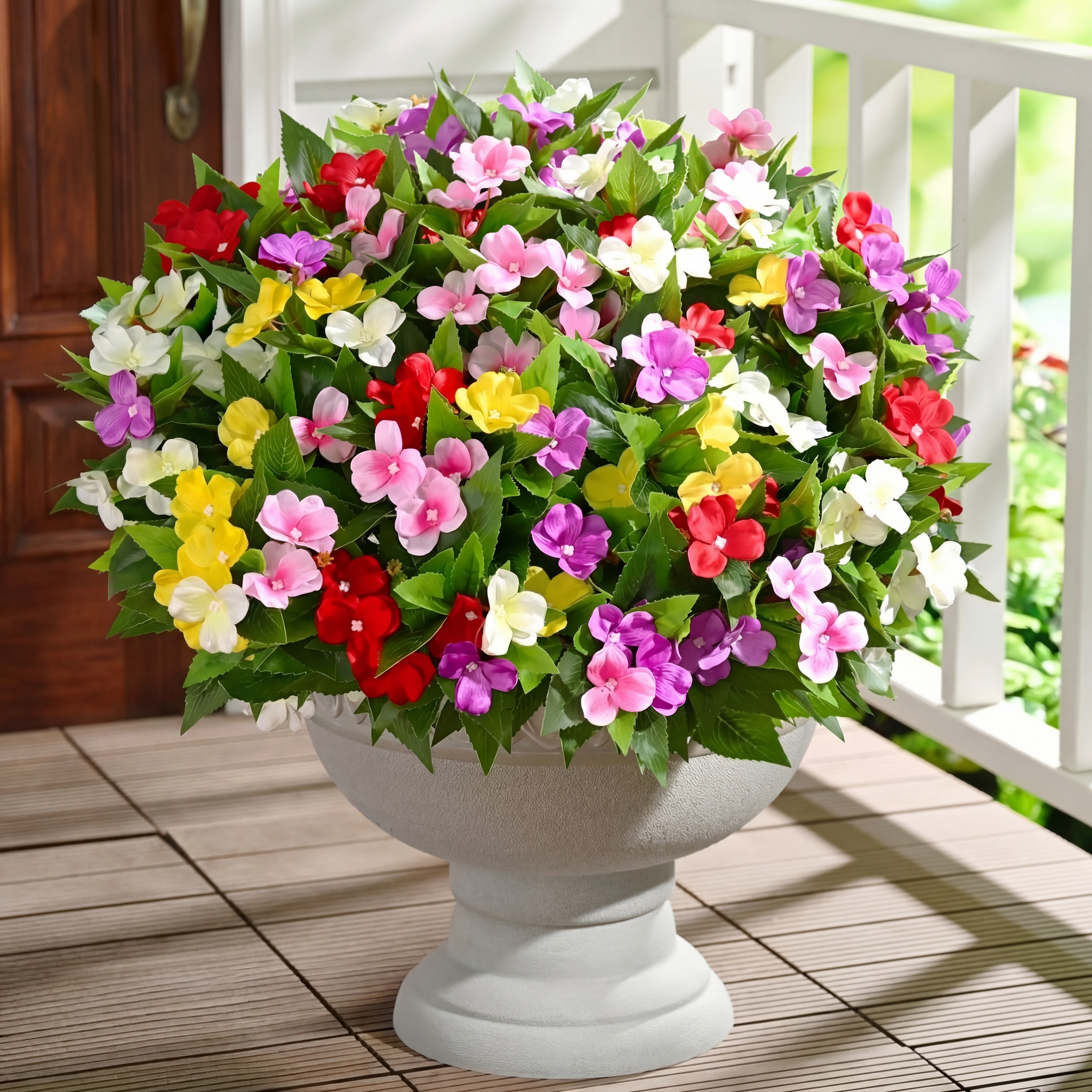 Full Bloom Impatiens Potted Flower Arrangement – 3 Pieces