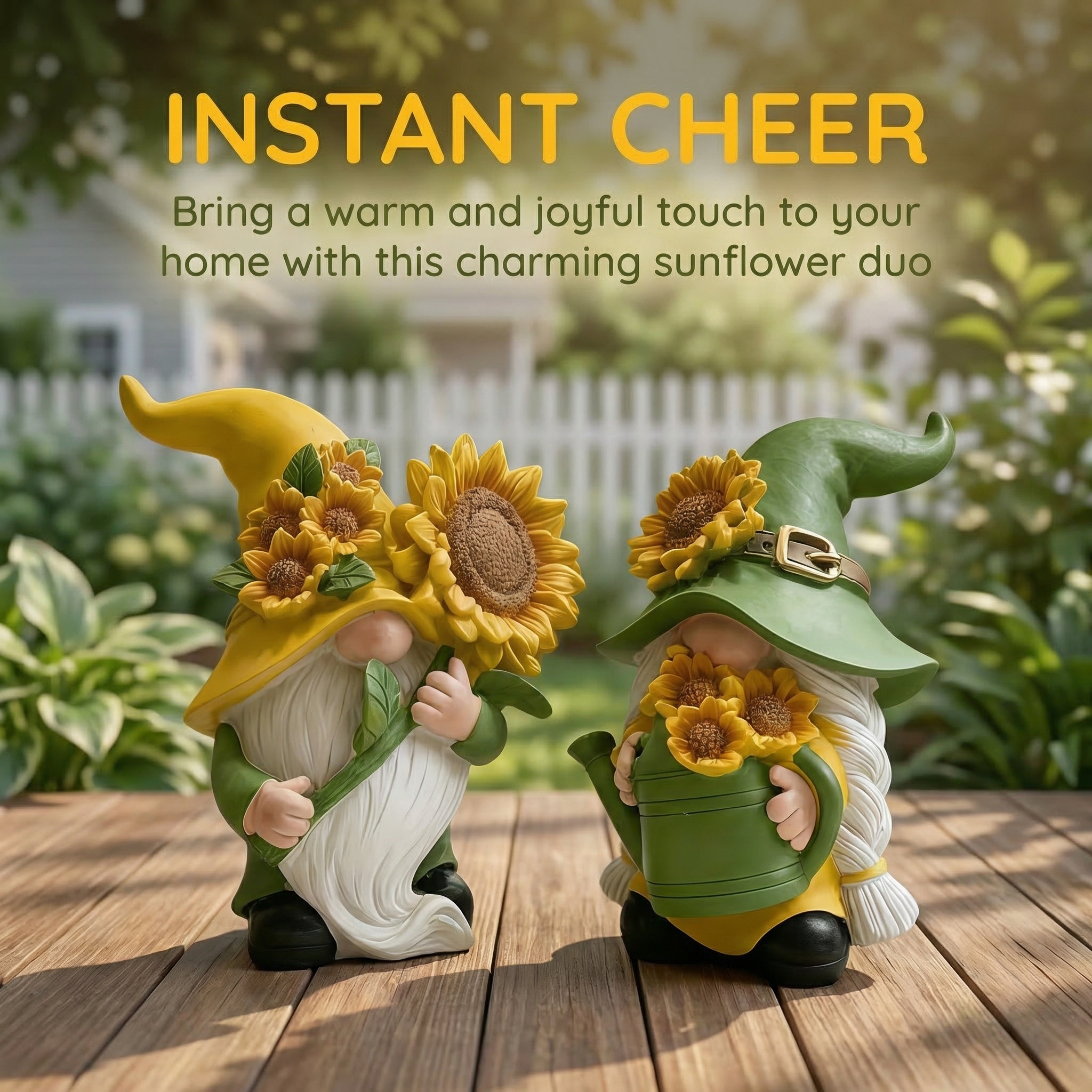 Sunflower Garden Gnome Figurines