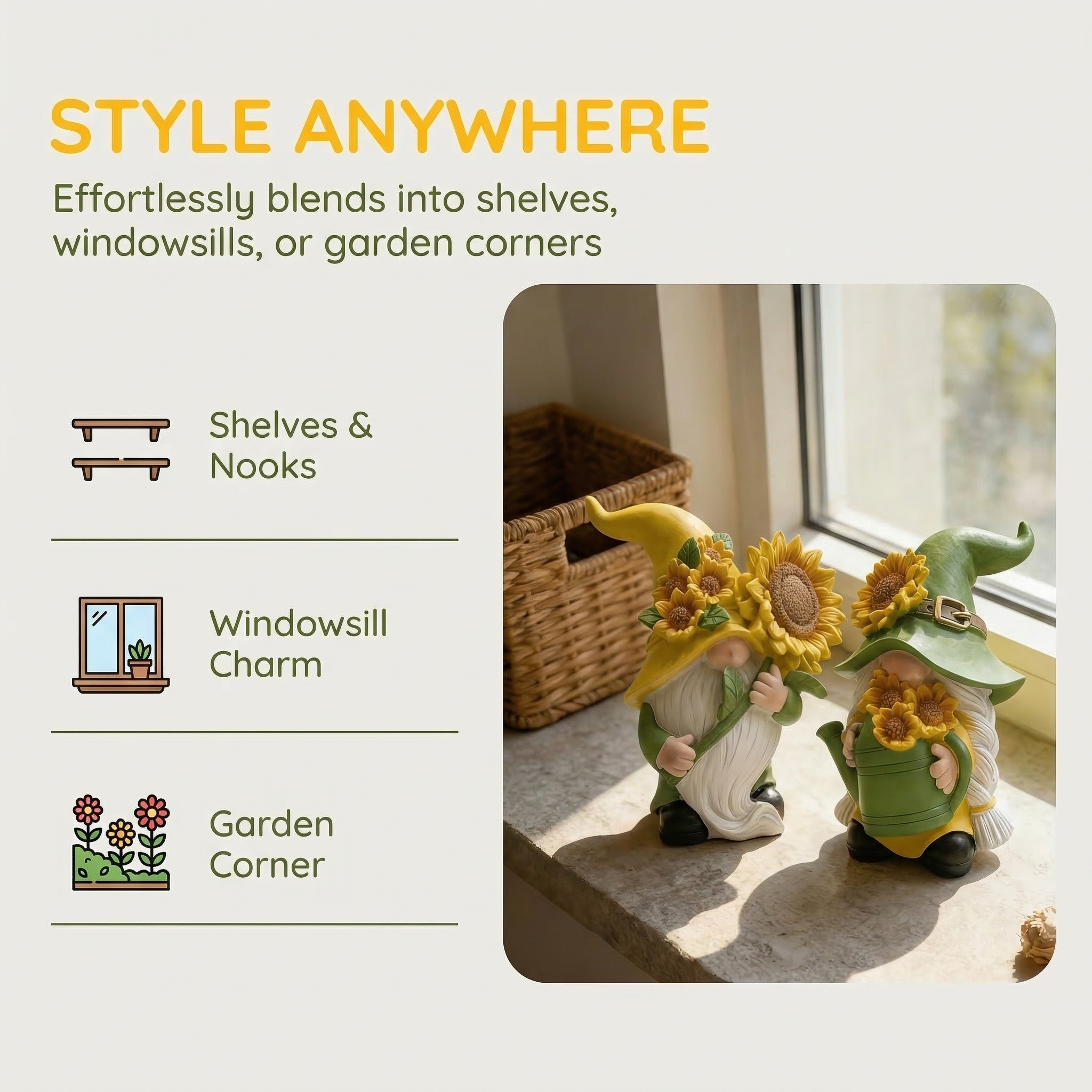 Sunflower Garden Gnome Figurines