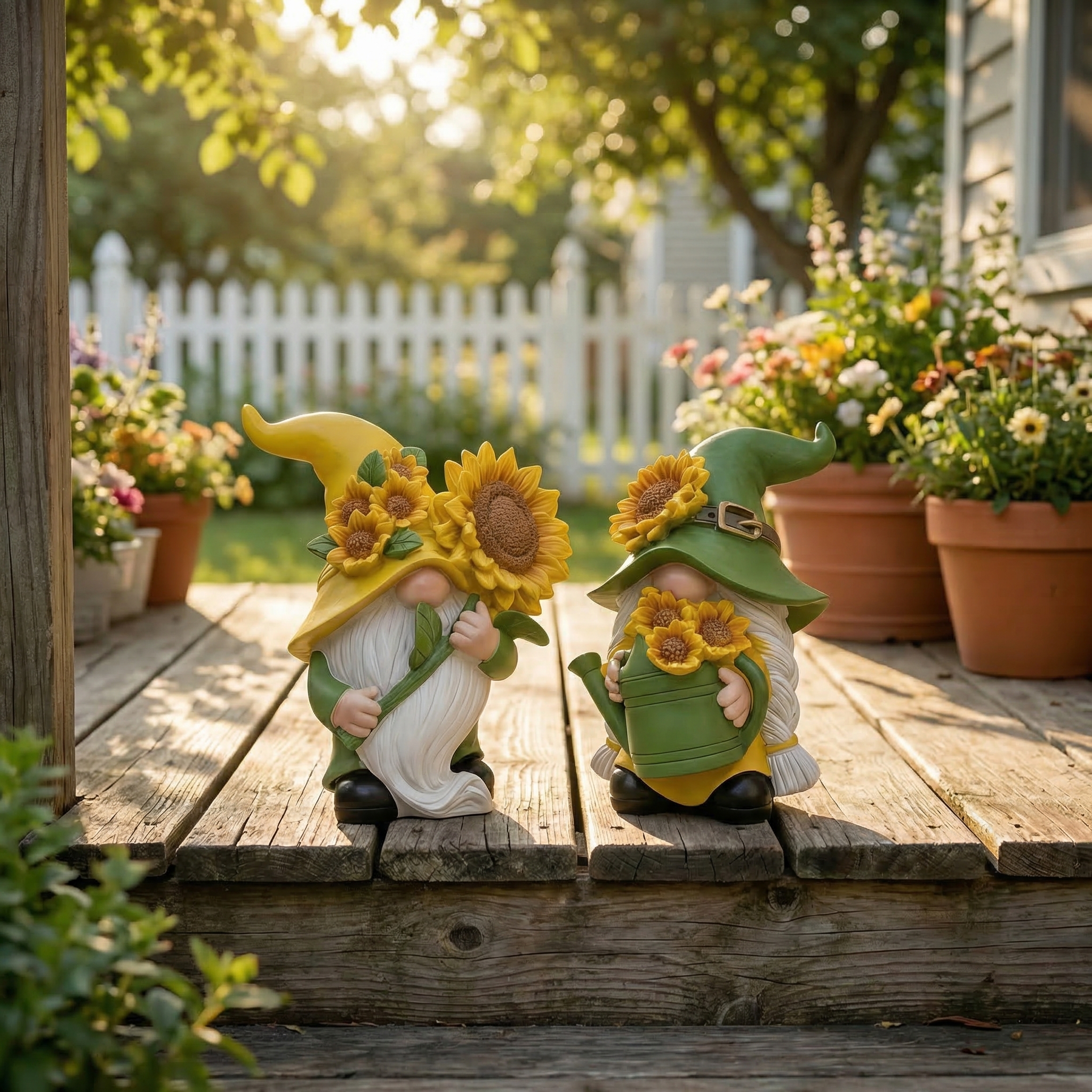 Sunflower Garden Gnome Figurines