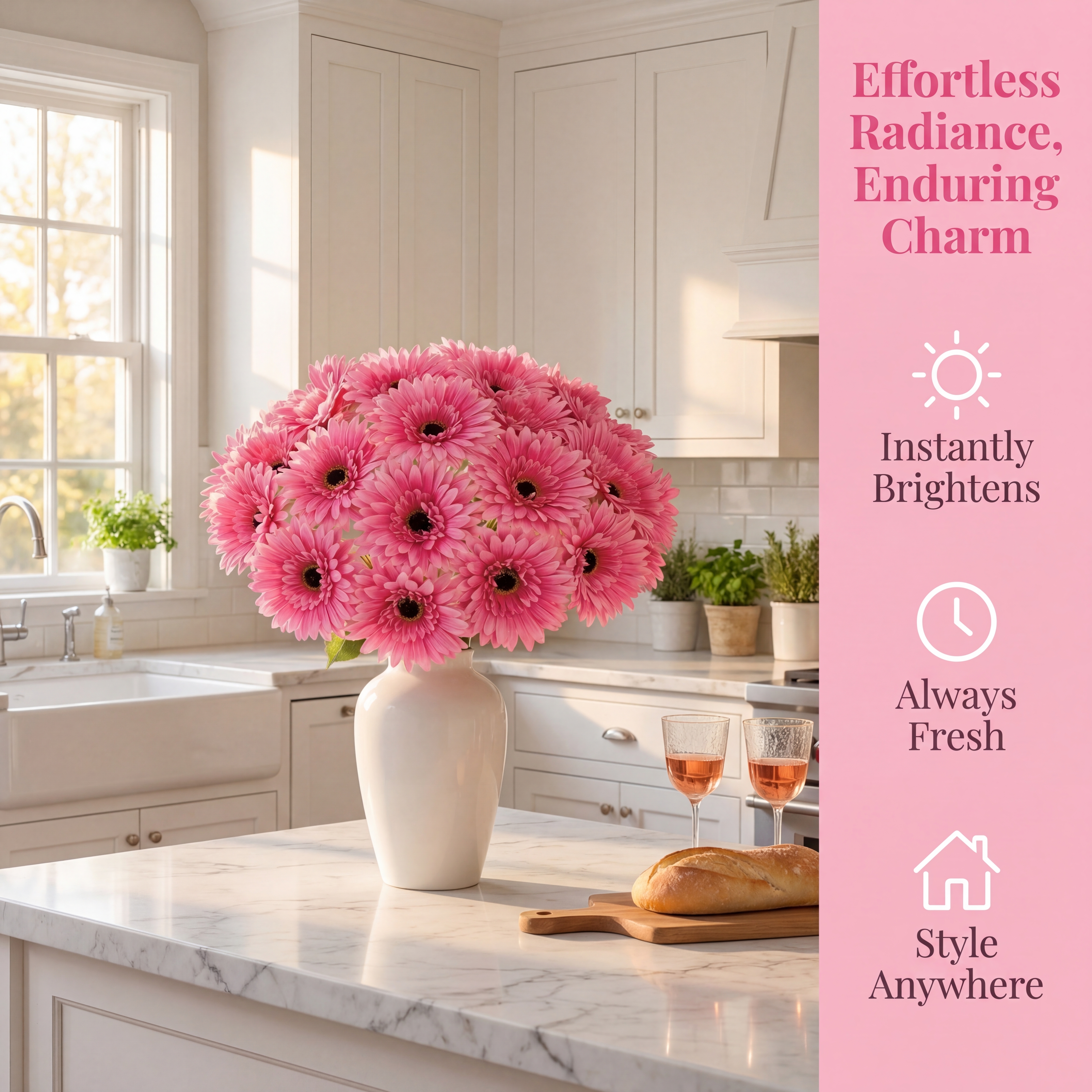 Full Bloom Artificial Daisy Bouquet – Set Of 5 For Home Décor