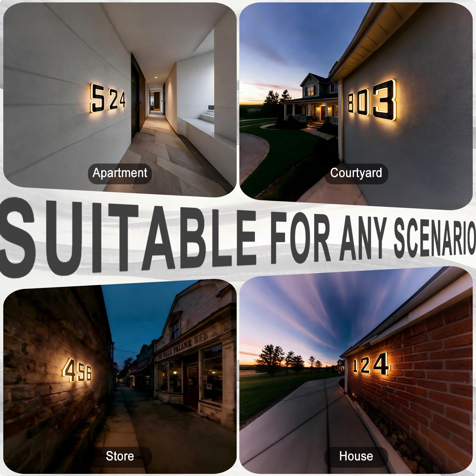 Modern Solar LED Illuminated House Number