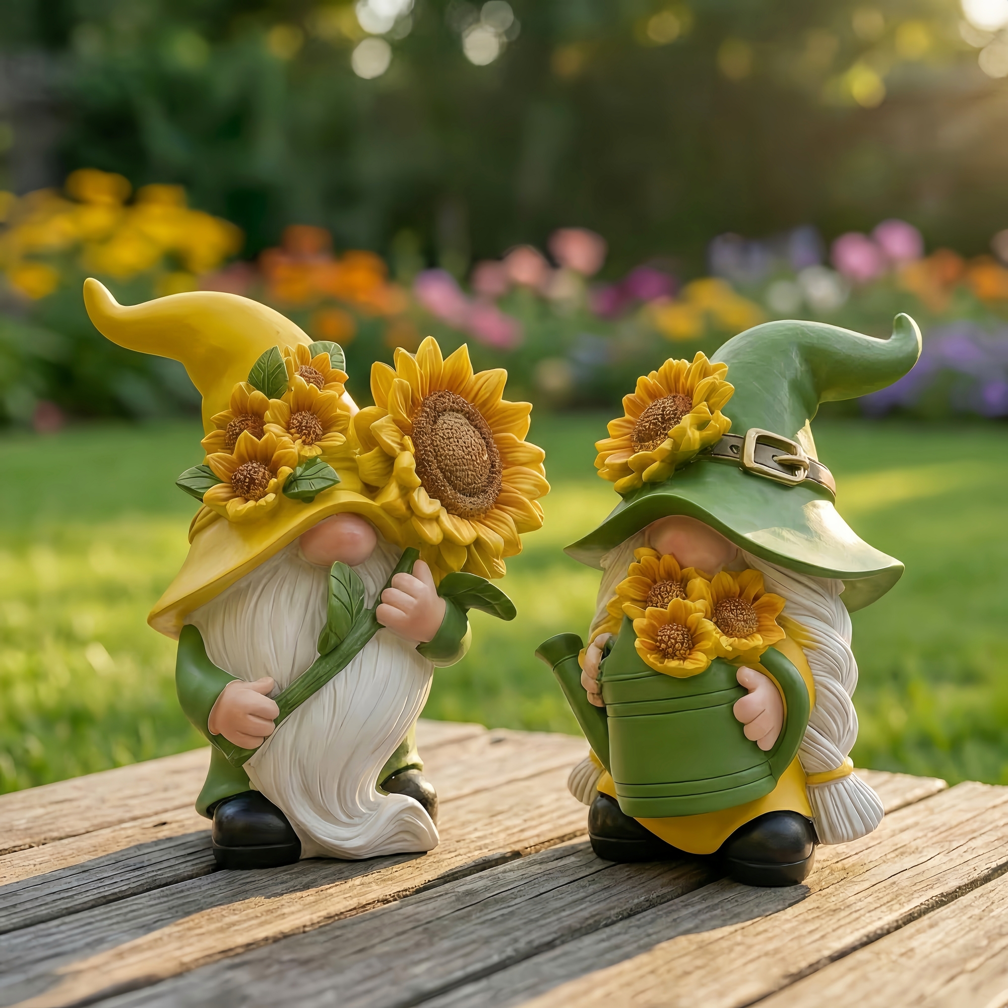 Sunflower Garden Gnome Figurines